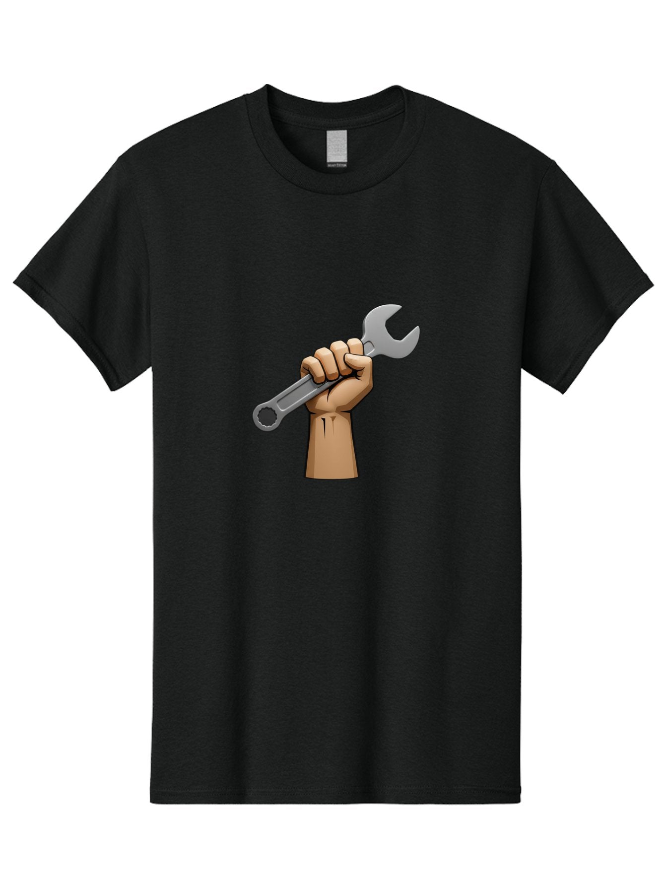 Hand-Holding-Wrench Men'S Graphic Tee, 100% Cotton, Comfortable Casual Summer Wear, Machine Washable, Cartoon Hand Holding Wrench, Hand Gripping Spanner, Adjustable Wrench, Diy Tool, Repair Equipment, Maintenance Symbol, Hand Tool Bad186 21