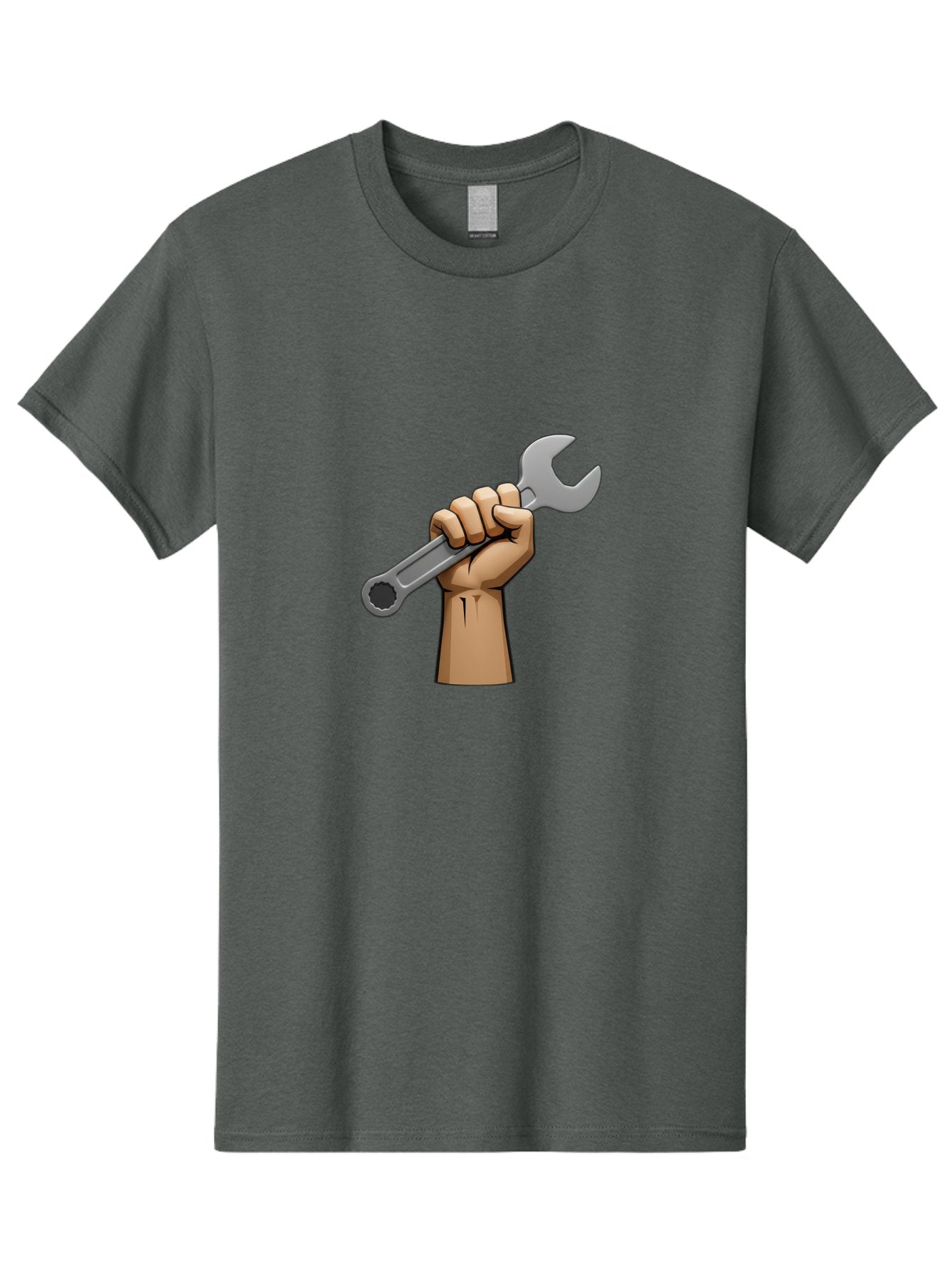Hand-Holding-Wrench Men'S Graphic Tee, 100% Cotton, Comfortable Casual Summer Wear, Machine Washable, Cartoon Hand Holding Wrench, Hand Gripping Spanner, Adjustable Wrench, Diy Tool, Repair Equipment, Maintenance Symbol, Hand Tool Bad186 19