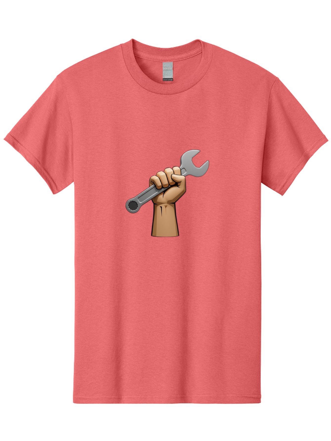 Hand-Holding-Wrench Men'S Graphic Tee, 100% Cotton, Comfortable Casual Summer Wear, Machine Washable, Cartoon Hand Holding Wrench, Hand Gripping Spanner, Adjustable Wrench, Diy Tool, Repair Equipment, Maintenance Symbol, Hand Tool Bad186 23