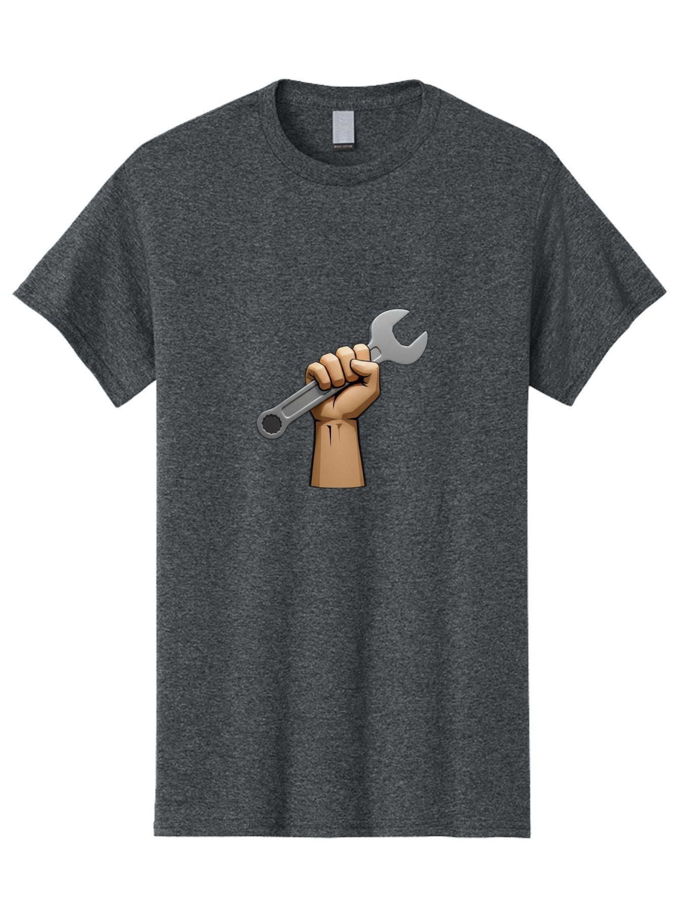 Hand-Holding-Wrench Men'S Graphic Tee, 100% Cotton, Comfortable Casual Summer Wear, Machine Washable, Cartoon Hand Holding Wrench, Hand Gripping Spanner, Adjustable Wrench, Diy Tool, Repair Equipment, Maintenance Symbol, Hand Tool Bad186 25