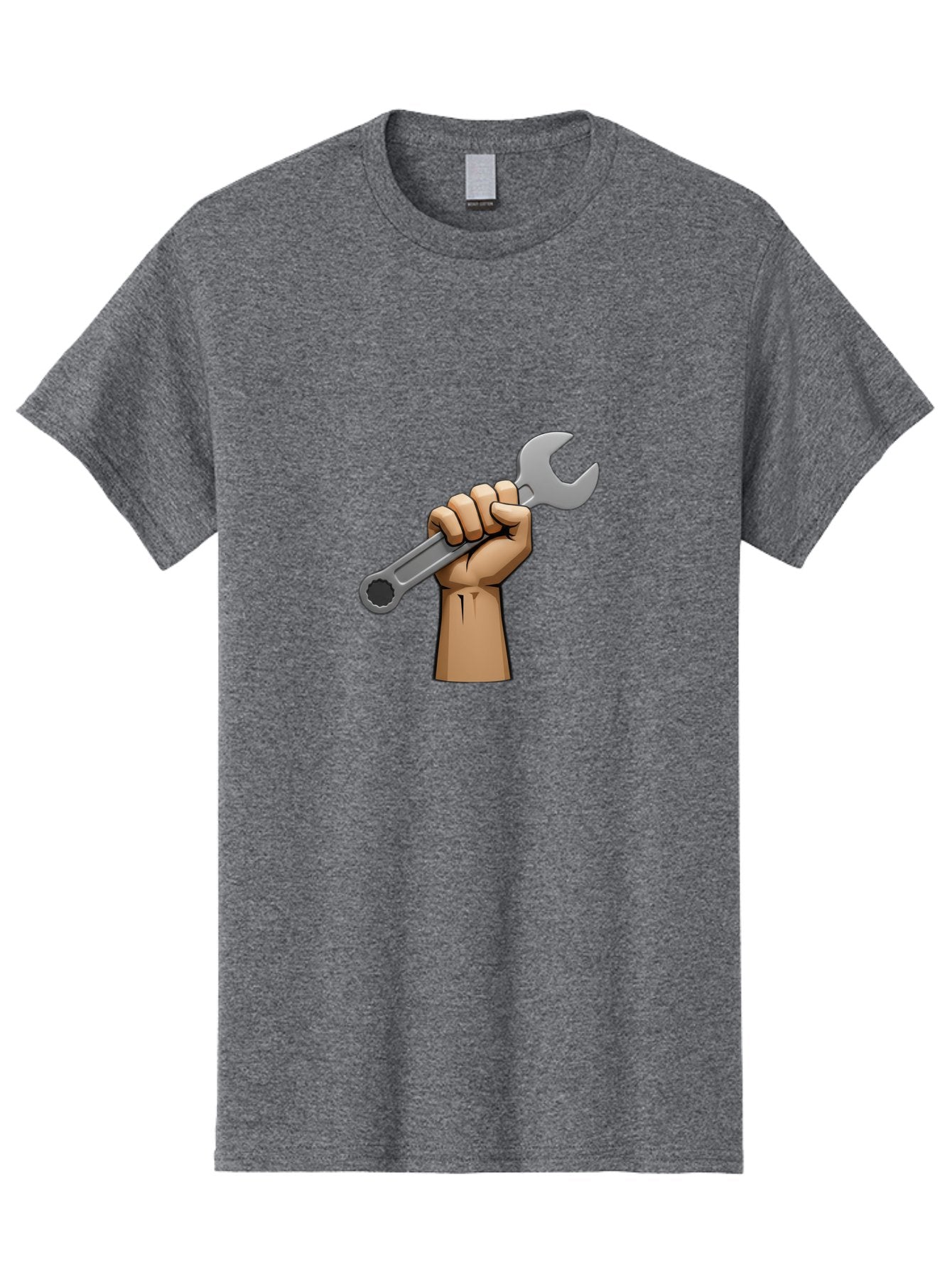Hand-Holding-Wrench Men'S Graphic Tee, 100% Cotton, Comfortable Casual Summer Wear, Machine Washable, Cartoon Hand Holding Wrench, Hand Gripping Spanner, Adjustable Wrench, Diy Tool, Repair Equipment, Maintenance Symbol, Hand Tool Bad186 11