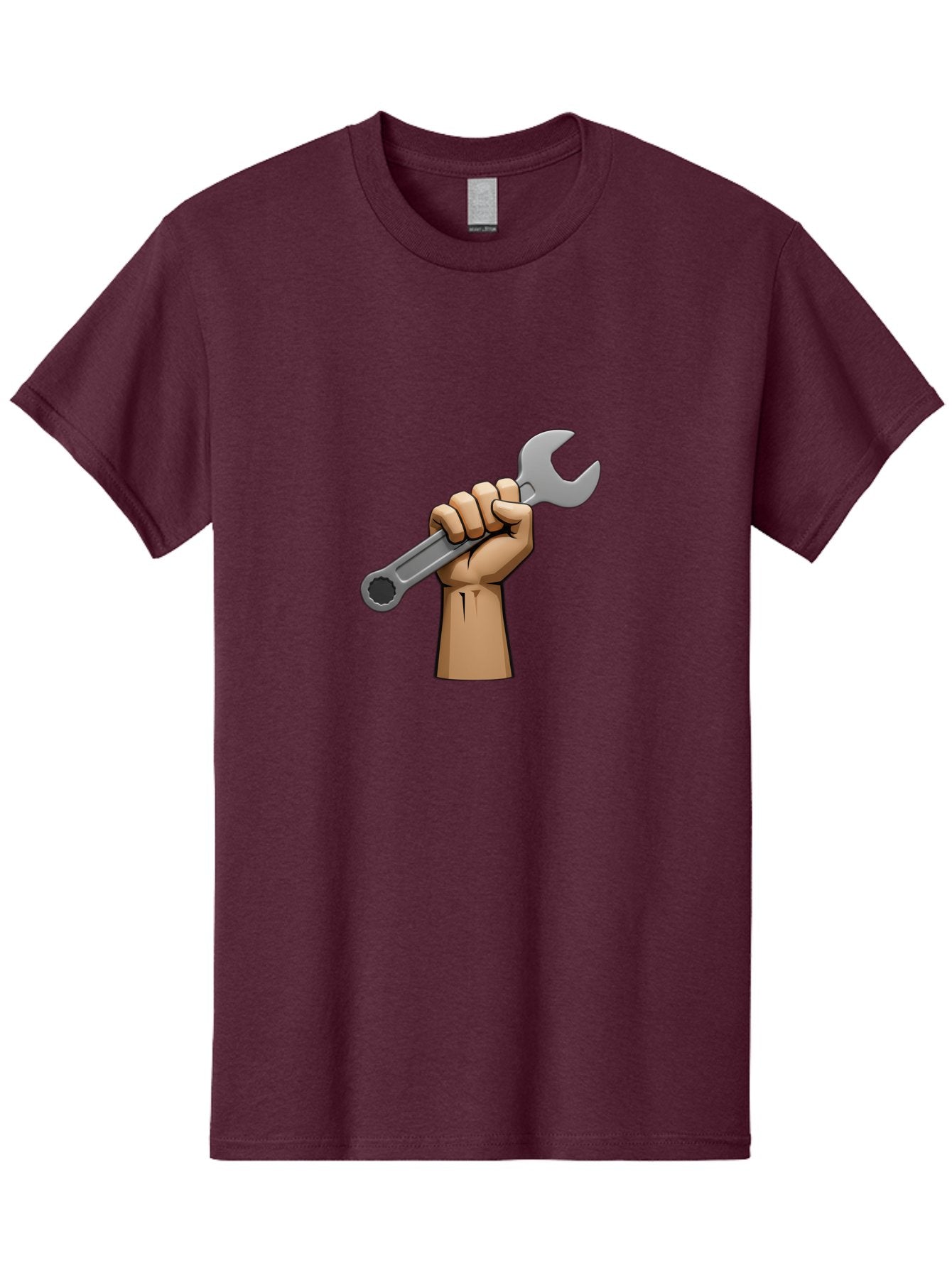 Hand-Holding-Wrench Men'S Graphic Tee, 100% Cotton, Comfortable Casual Summer Wear, Machine Washable, Cartoon Hand Holding Wrench, Hand Gripping Spanner, Adjustable Wrench, Diy Tool, Repair Equipment, Maintenance Symbol, Hand Tool Bad186 17