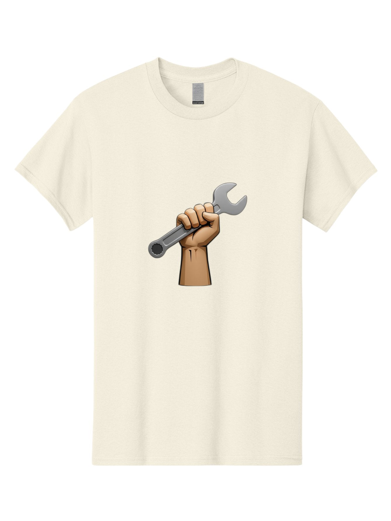Hand-Holding-Wrench Men'S Graphic Tee, 100% Cotton, Comfortable Casual Summer Wear, Machine Washable, Cartoon Hand Holding Wrench, Hand Gripping Spanner, Adjustable Wrench, Diy Tool, Repair Equipment, Maintenance Symbol, Hand Tool Bad186 9