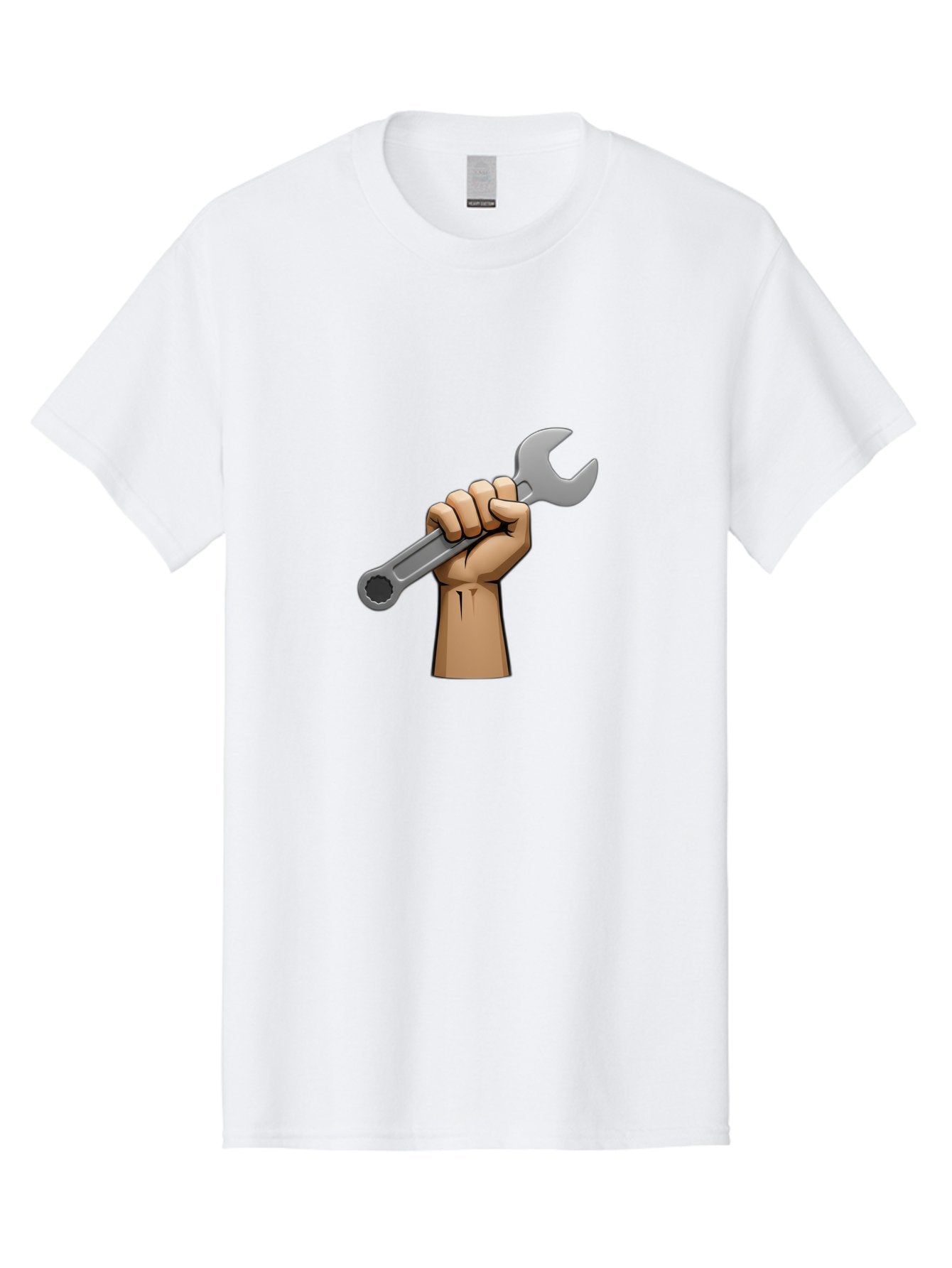 Hand-Holding-Wrench Men'S Graphic Tee, 100% Cotton, Comfortable Casual Summer Wear, Machine Washable, Cartoon Hand Holding Wrench, Hand Gripping Spanner, Adjustable Wrench, Diy Tool, Repair Equipment, Maintenance Symbol, Hand Tool Bad186 3