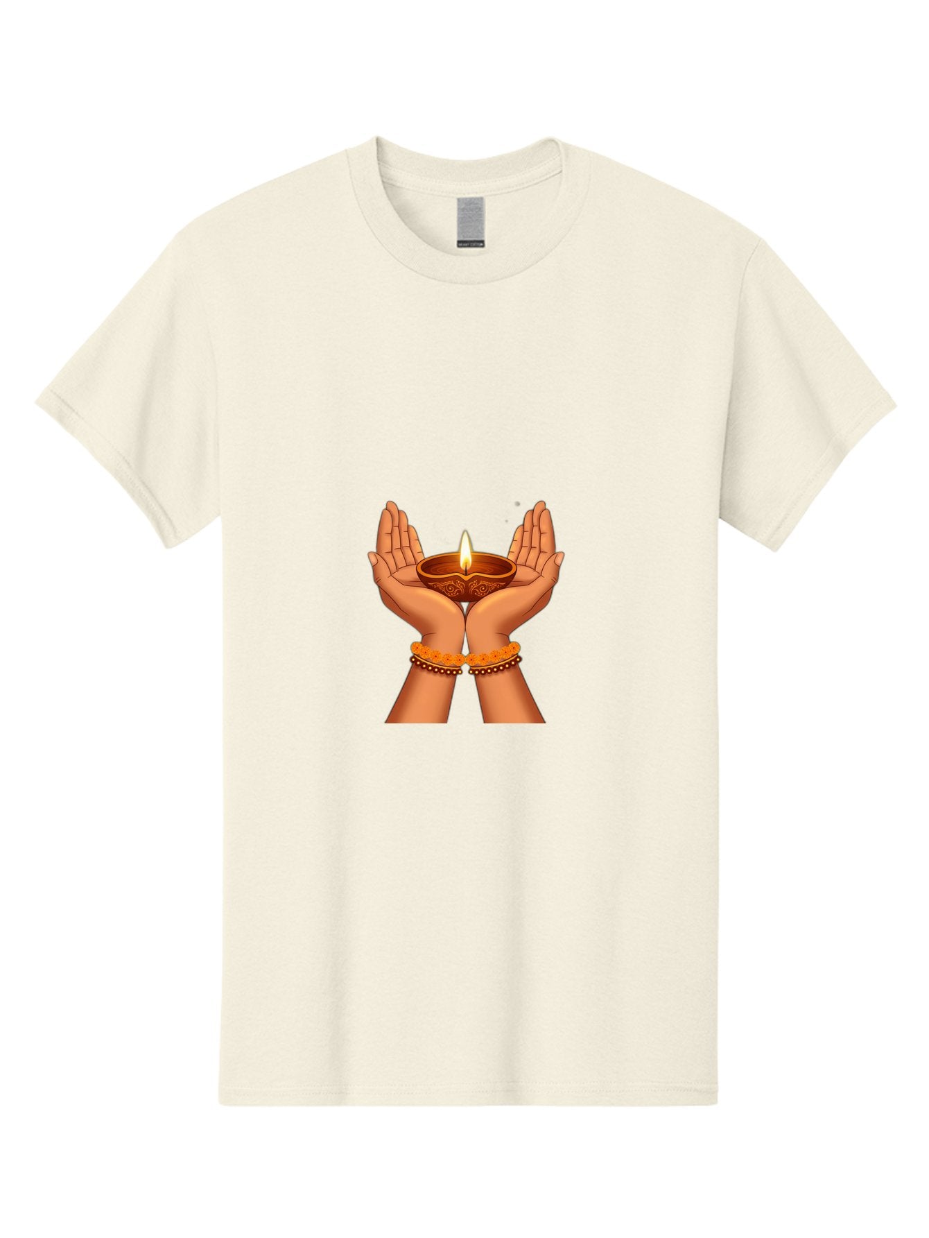 Hands-Holding-Diwali-Diya Men'S Graphic Tee, 100% Cotton, Comfortable Casual Summer Wear, Machine Washable, Hands Holding Diya, Diwali Celebration, Traditional Lamp, Indian Culture, Festive Atmosphere, Religious Symbol, Peace, Prosperity, Bad187 8