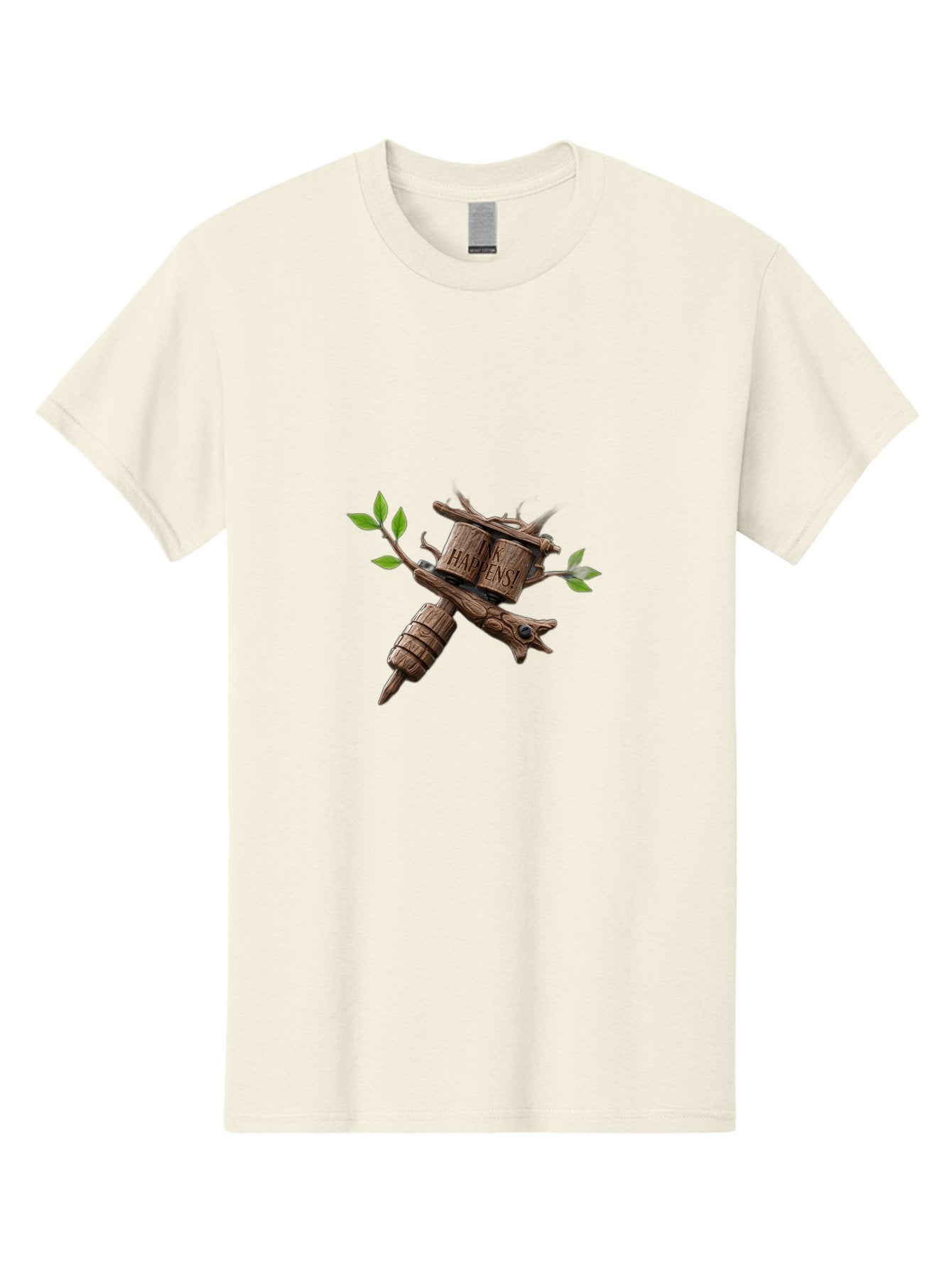 Happens Men'S Graphic Tee, 100% Cotton, Comfortable Casual Summer Wear, Machine Washable, Wooden Tattoo Machine, Tattoo Art, Body Art, Creative Expression, Unique Design, Handmade, Ink, Tattoo Culture, Artistry Bad188 13