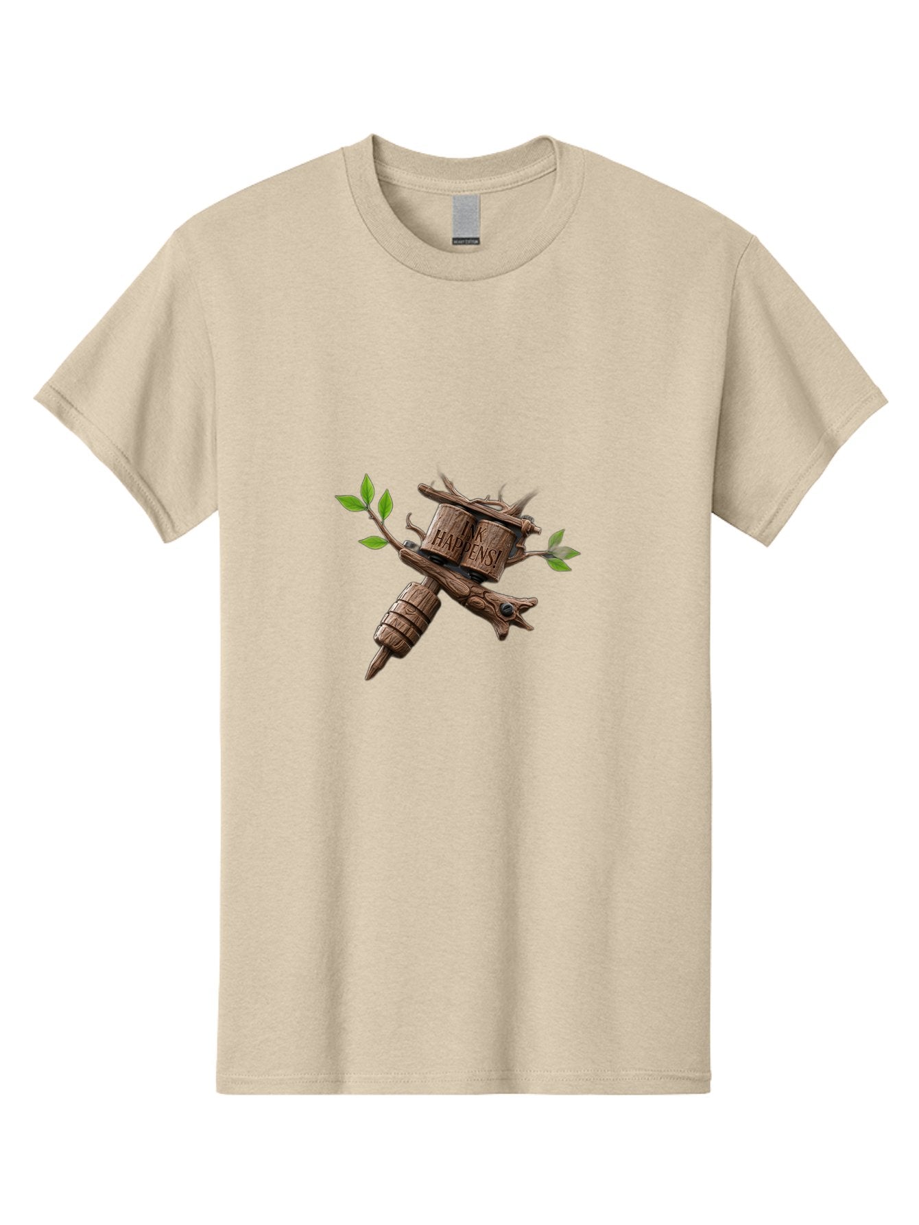 Happens Men'S Graphic Tee, 100% Cotton, Comfortable Casual Summer Wear, Machine Washable, Wooden Tattoo Machine, Tattoo Art, Body Art, Creative Expression, Unique Design, Handmade, Ink, Tattoo Culture, Artistry Bad188 11