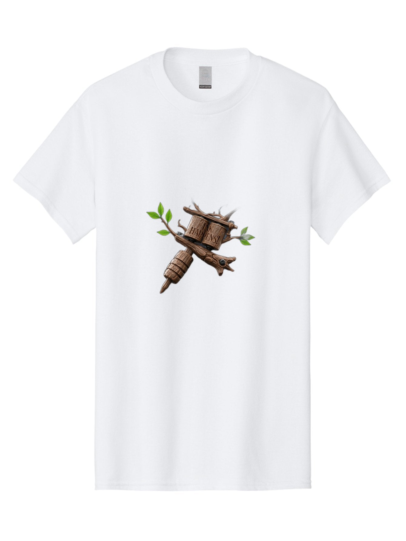 Happens Men'S Graphic Tee, 100% Cotton, Comfortable Casual Summer Wear, Machine Washable, Wooden Tattoo Machine, Tattoo Art, Body Art, Creative Expression, Unique Design, Handmade, Ink, Tattoo Culture, Artistry Bad188 5