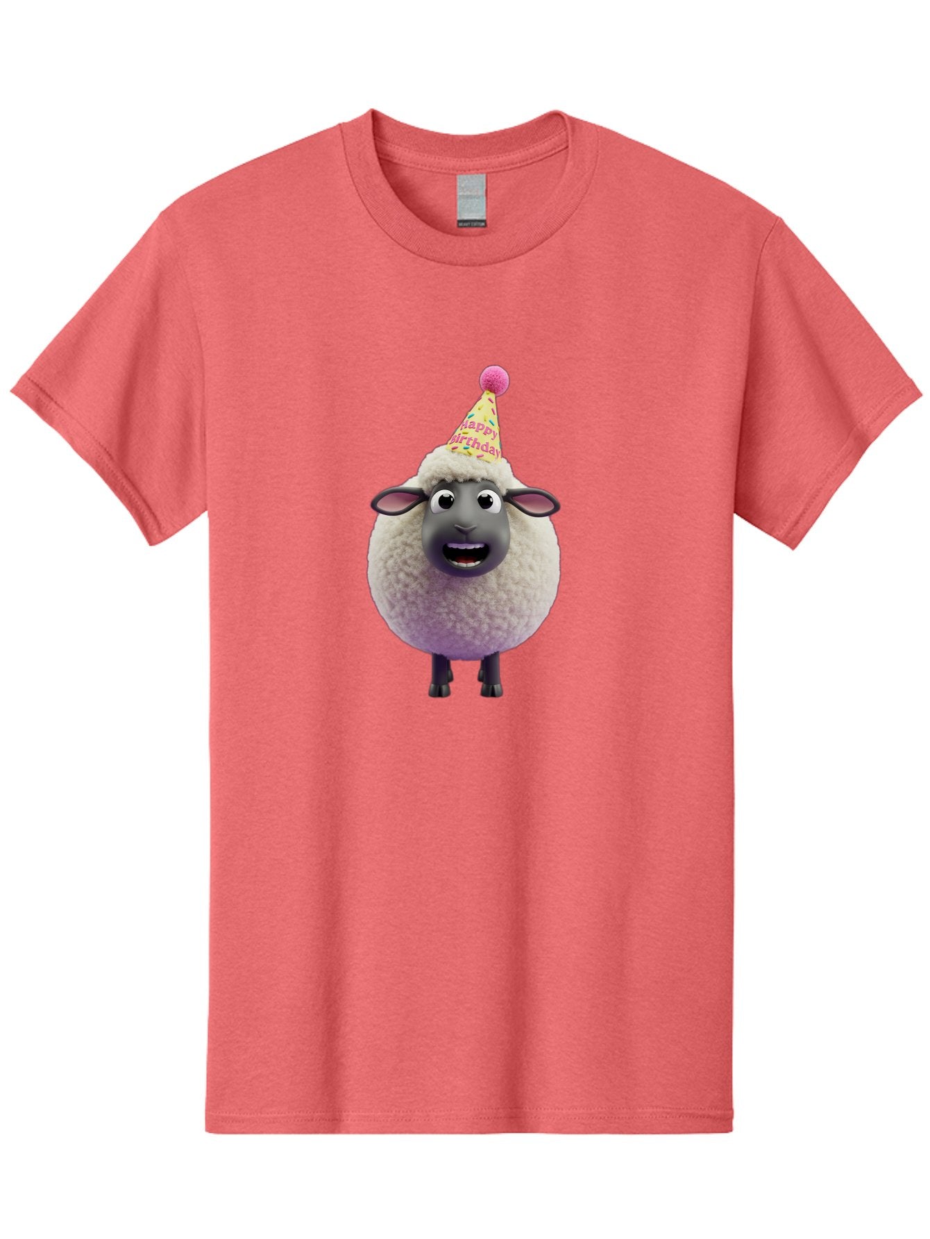 Happy-Birthday-Sheep Men'S Graphic Tee, 100% Cotton, Comfortable Casual Summer Wear, Machine Washable, Sheep In Party Hat, Happy Birthday, Cute Cartoon Character, Funny Animal, Celebration, Birthday Party, Fluffy Sheep, Cartoon Sheep, Bad189 10