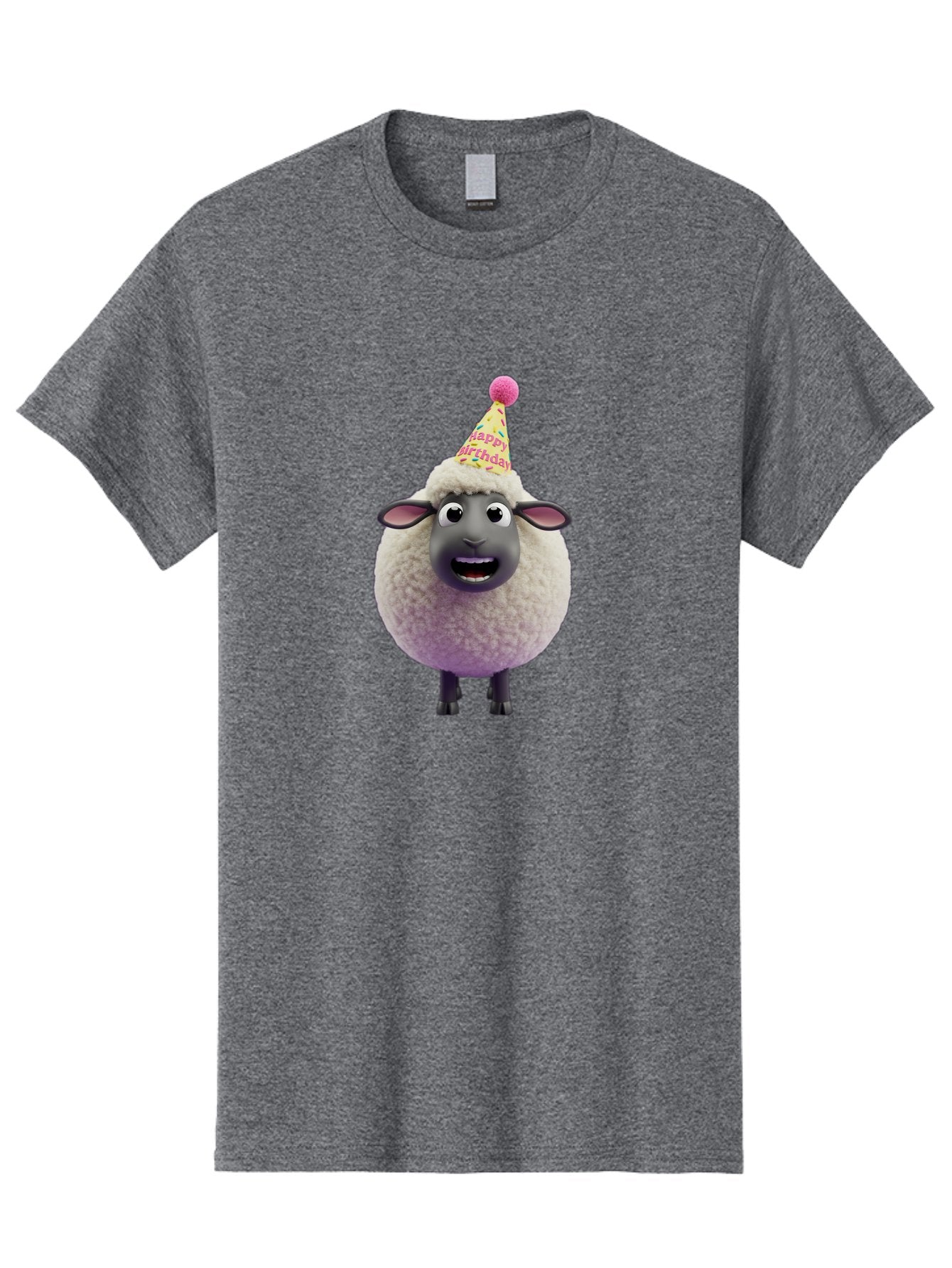 Happy-Birthday-Sheep Men'S Graphic Tee, 100% Cotton, Comfortable Casual Summer Wear, Machine Washable, Sheep In Party Hat, Happy Birthday, Cute Cartoon Character, Funny Animal, Celebration, Birthday Party, Fluffy Sheep, Cartoon Sheep, Bad189 9