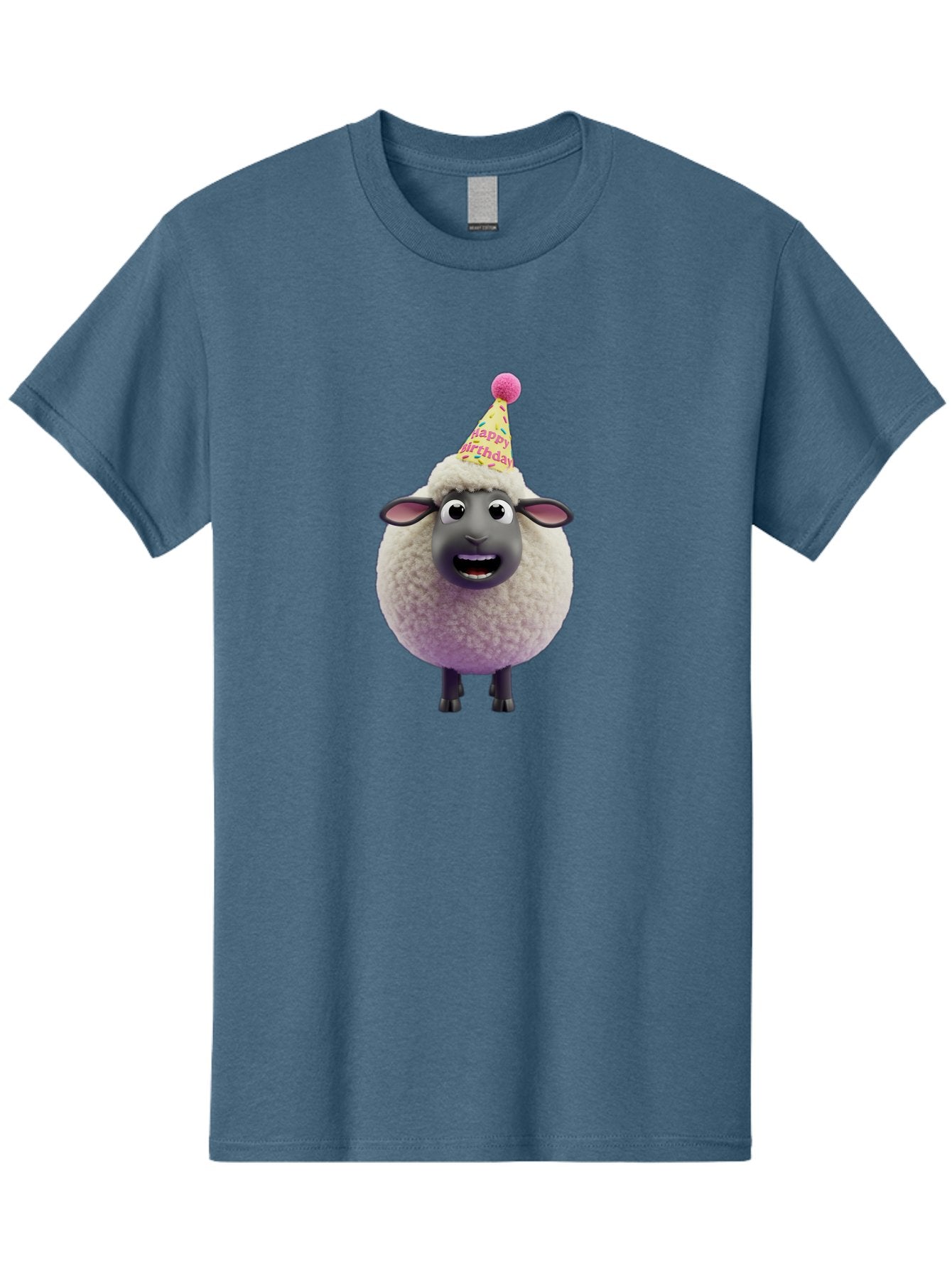 Happy-Birthday-Sheep Men'S Graphic Tee, 100% Cotton, Comfortable Casual Summer Wear, Machine Washable, Sheep In Party Hat, Happy Birthday, Cute Cartoon Character, Funny Animal, Celebration, Birthday Party, Fluffy Sheep, Cartoon Sheep, Bad189 12