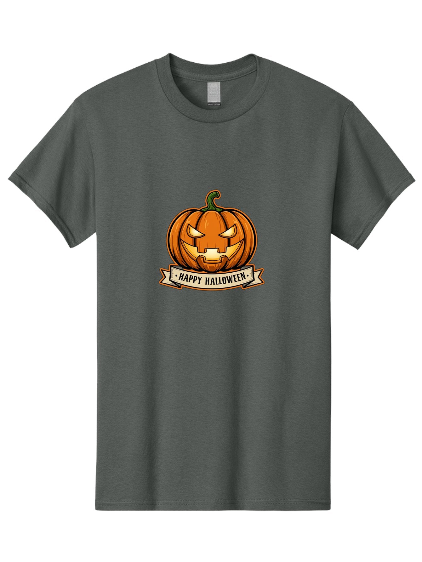 Happy-Halloween-Jack-O-Lantern Men'S Graphic Tee, 100% Cotton, Comfortable Casual Summer Wear, Machine Washable, Jack-O-Lantern, Halloween Pumpkin, Spooky Face, Orange Pumpkin, Festive Design, Happy Halloween Banner, Cartoon Illustration, Bad191 9