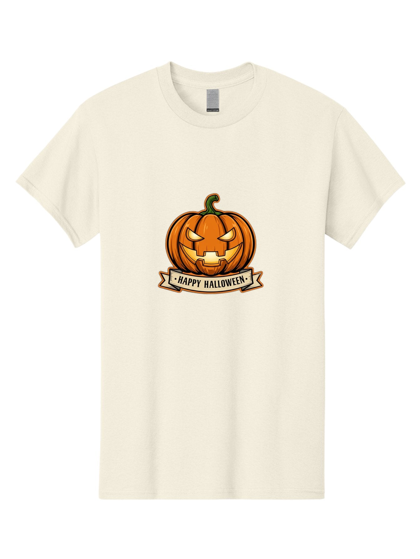 Happy-Halloween-Jack-O-Lantern Men'S Graphic Tee, 100% Cotton, Comfortable Casual Summer Wear, Machine Washable, Jack-O-Lantern, Halloween Pumpkin, Spooky Face, Orange Pumpkin, Festive Design, Happy Halloween Banner, Cartoon Illustration, Bad191 15