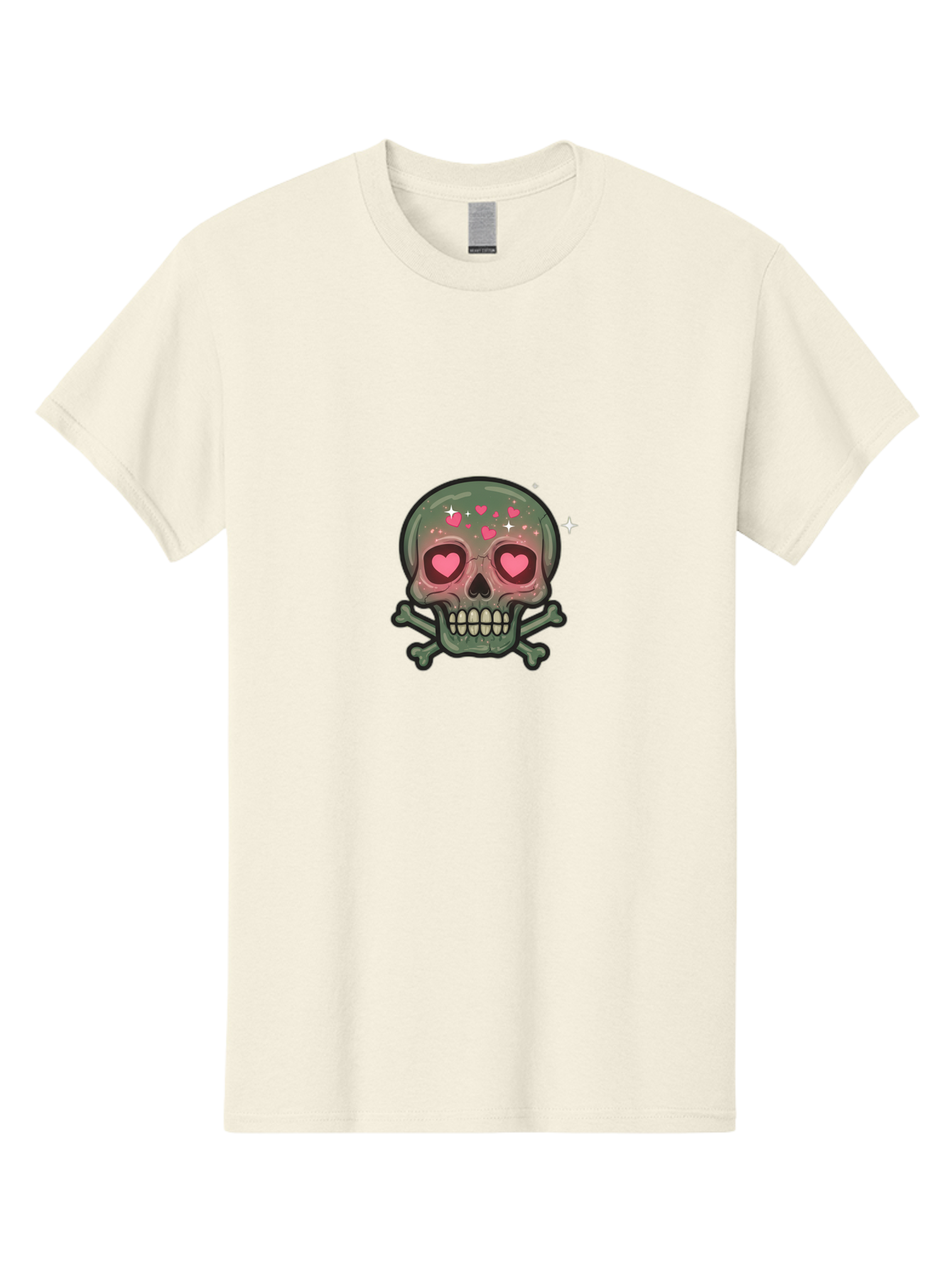 Heart-Eyes-Skull Men'S Graphic Tee, 100% Cotton, Comfortable Casual Summer Wear, Machine Washable, Cartoon Skull, Heart Eyes, Crossbones, Pink Hearts, Sparkles, Cute Skeleton, Quirky Design, Kawaii Art, Goth Charm, Edgy Aesthetic Bad194 15