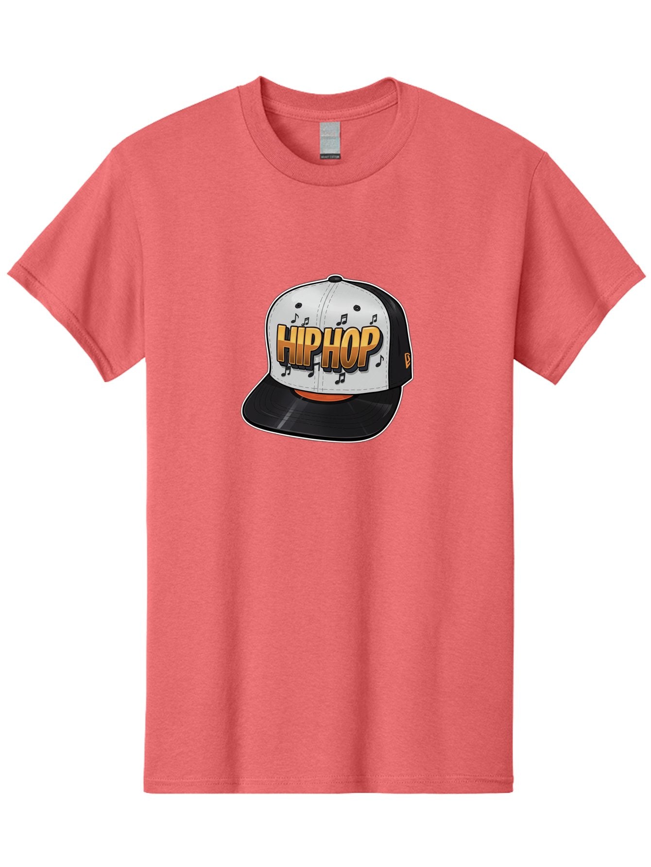 Hip-Hop Men'S Graphic Tee, 100% Cotton, Comfortable Casual Summer Wear, Machine Washable, Hip Hop Hat, Snapback Cap, Streetwear Fashion, Musical Notes, Bold Graphics, Urban Style, Trendy Accessories, Rap Culture, Stylish Headwear, Bad197 5
