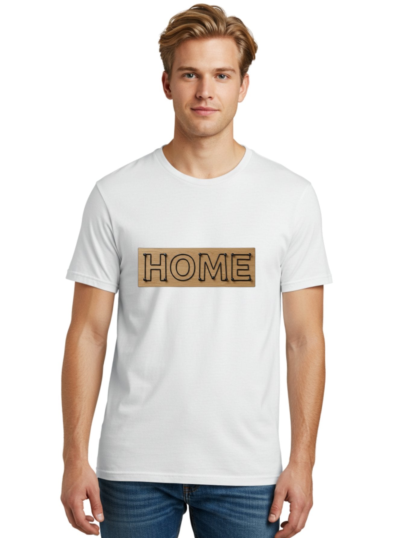 Home Men'S Graphic Tee, 100% Cotton, Comfortable Casual Summer Wear, Machine Washable, Wooden Sign, Home Sign, Marquee Letters, Rustic Decor, Home Decor, Wooden Marquee, Vintage Style, Home Sweet Home Bad199 24
