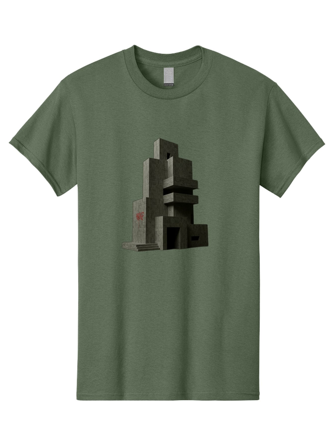 House Men'S Graphic Tee, 100% Cotton, Comfortable Casual Summer Wear, Machine Washable, Futuristic Architecture, Dark Gray Building, Abstract Design, Modern Style, Geometric Shapes, Red Signage, Avant-Garde, Sleek Lines, Concrete Texture Bad202 9