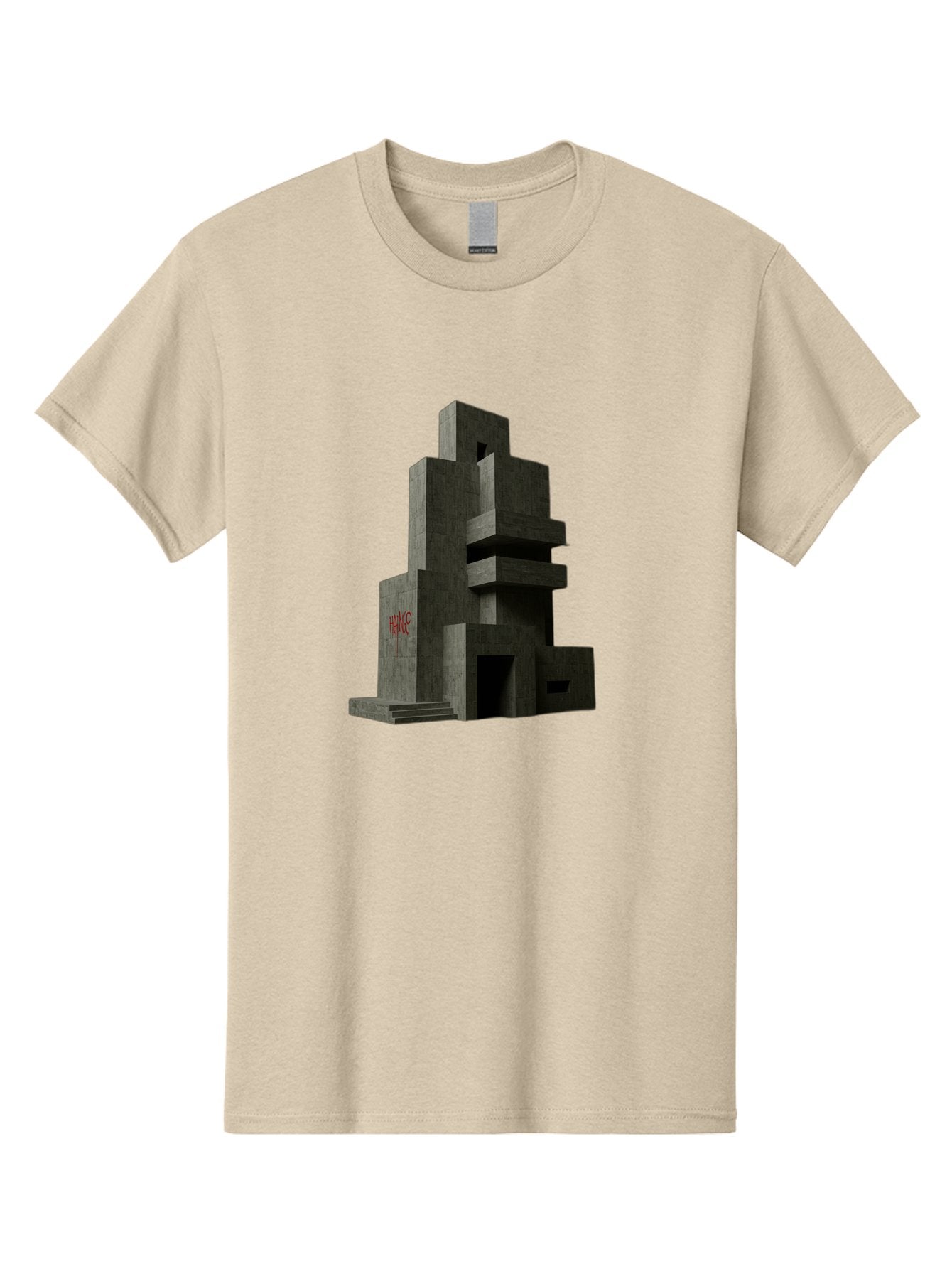 House Men'S Graphic Tee, 100% Cotton, Comfortable Casual Summer Wear, Machine Washable, Futuristic Architecture, Dark Gray Building, Abstract Design, Modern Style, Geometric Shapes, Red Signage, Avant-Garde, Sleek Lines, Concrete Texture Bad202 8