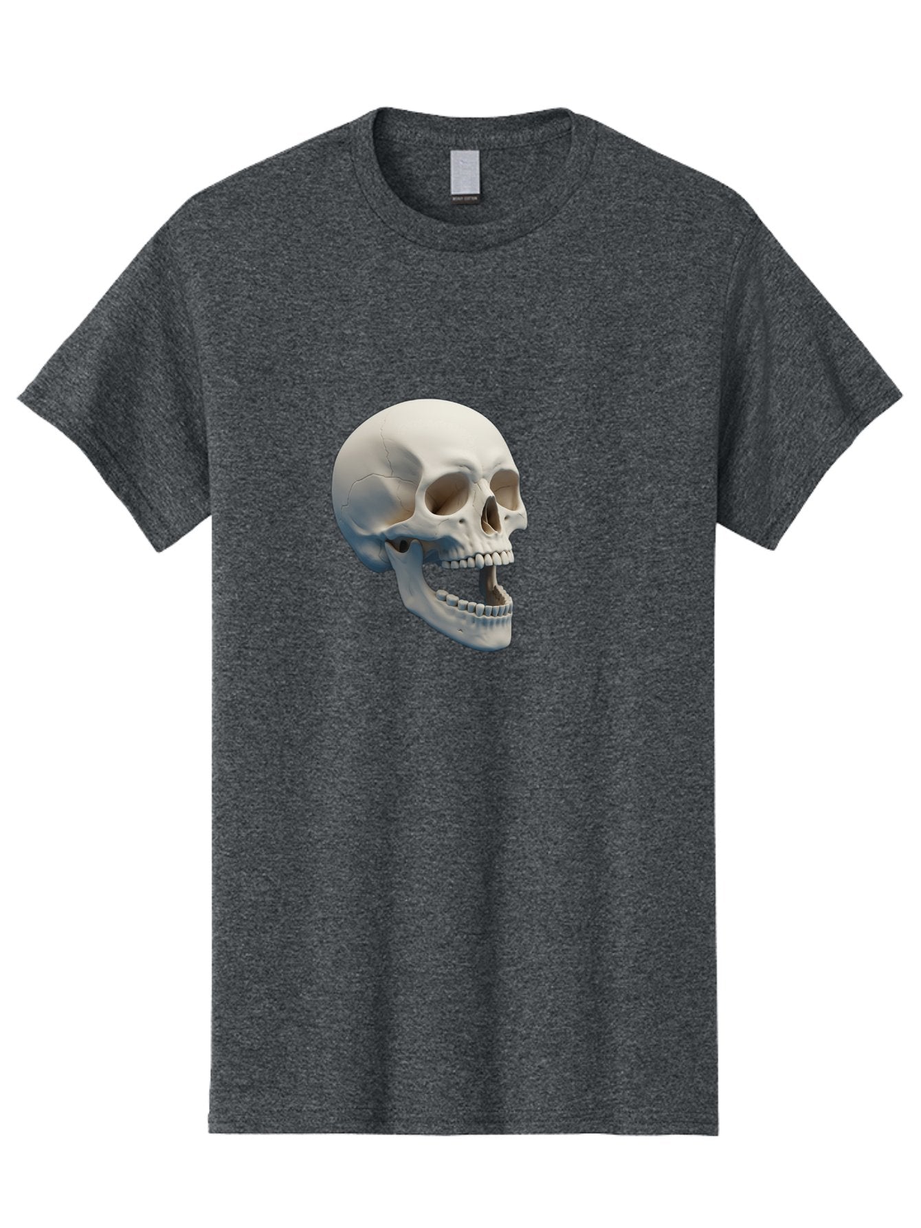 Human-Skull-1 Men'S Graphic Tee, 100% Cotton, Comfortable Casual Summer Wear, Machine Washable, Human Skull, Skeletal Head, Anatomy, Bones, Teeth, Jawbone, Scientific Illustration, Medical Art, 3D Rendering, Detailed Model Bad204