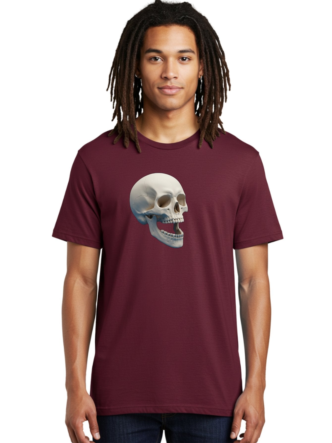 Human-Skull-1 Men'S Graphic Tee, 100% Cotton, Comfortable Casual Summer Wear, Machine Washable, Human Skull, Skeletal Head, Anatomy, Bones, Teeth, Jawbone, Scientific Illustration, Medical Art, 3D Rendering, Detailed Model Bad204 20