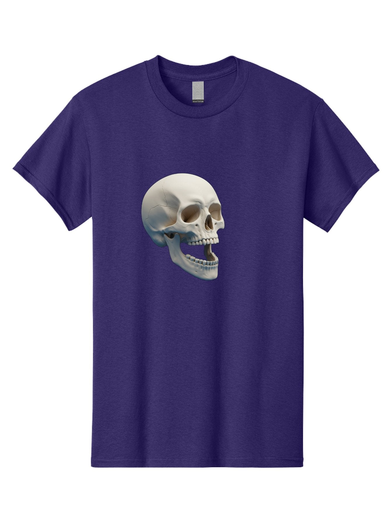 Human-Skull-1 Men'S Graphic Tee, 100% Cotton, Comfortable Casual Summer Wear, Machine Washable, Human Skull, Skeletal Head, Anatomy, Bones, Teeth, Jawbone, Scientific Illustration, Medical Art, 3D Rendering, Detailed Model Bad204