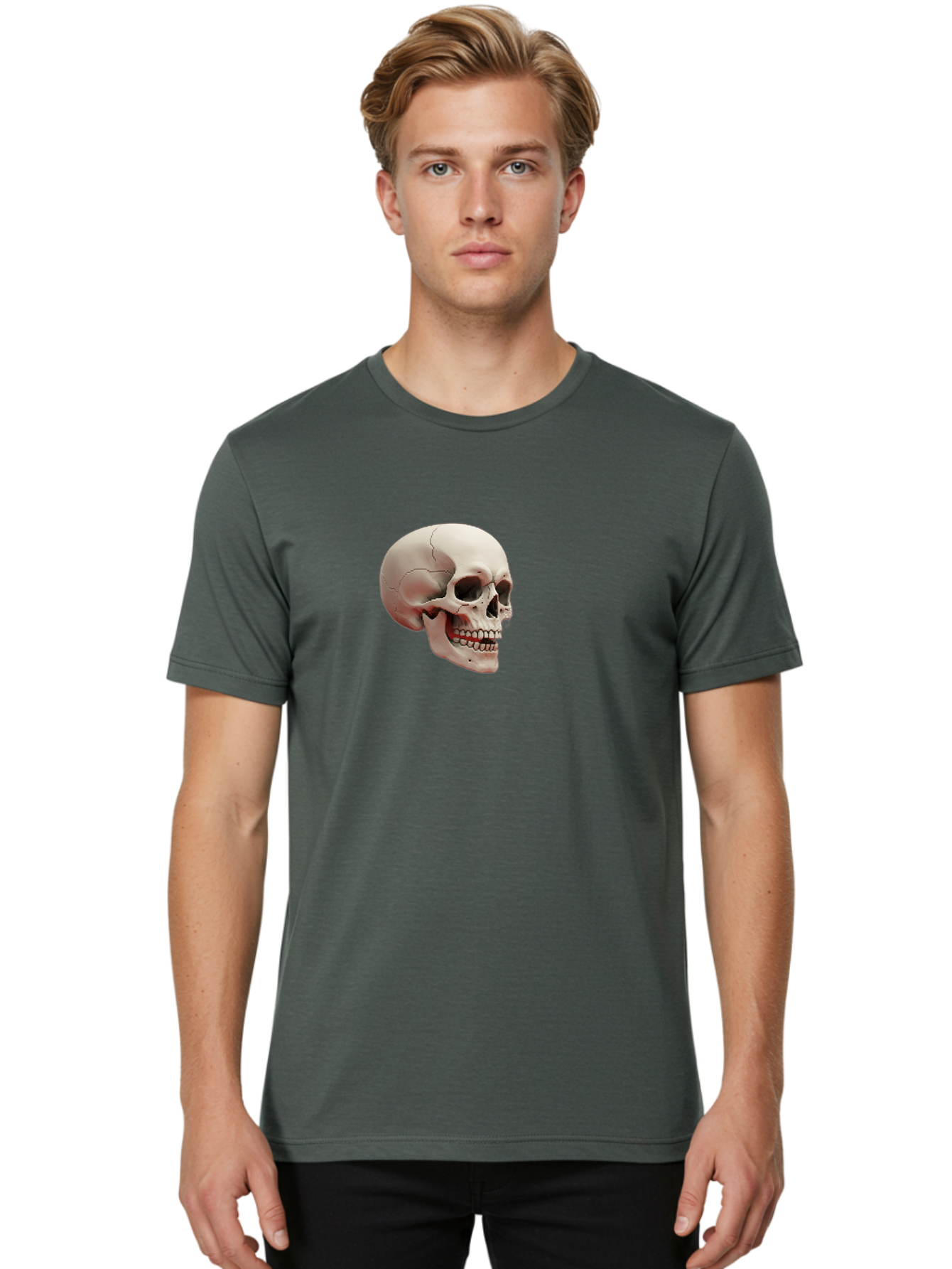 Human-Skull Men'S Graphic Tee, 100% Cotton, Comfortable Casual Summer Wear, Machine Washable, Human Skull, Skeletal Head, Anatomy, Bone Structure, Dental Anatomy, Forensic Science, Medical Education, Death Symbol, Gothic Art Bad205 29