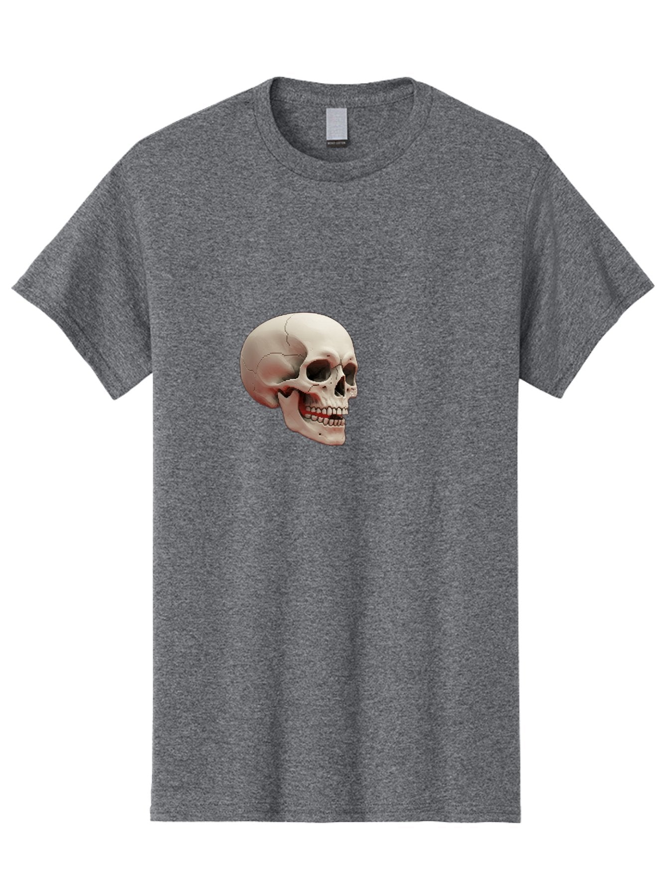 Human-Skull Men'S Graphic Tee, 100% Cotton, Comfortable Casual Summer Wear, Machine Washable, Human Skull, Skeletal Head, Anatomy, Bone Structure, Dental Anatomy, Forensic Science, Medical Education, Death Symbol, Gothic Art Bad205