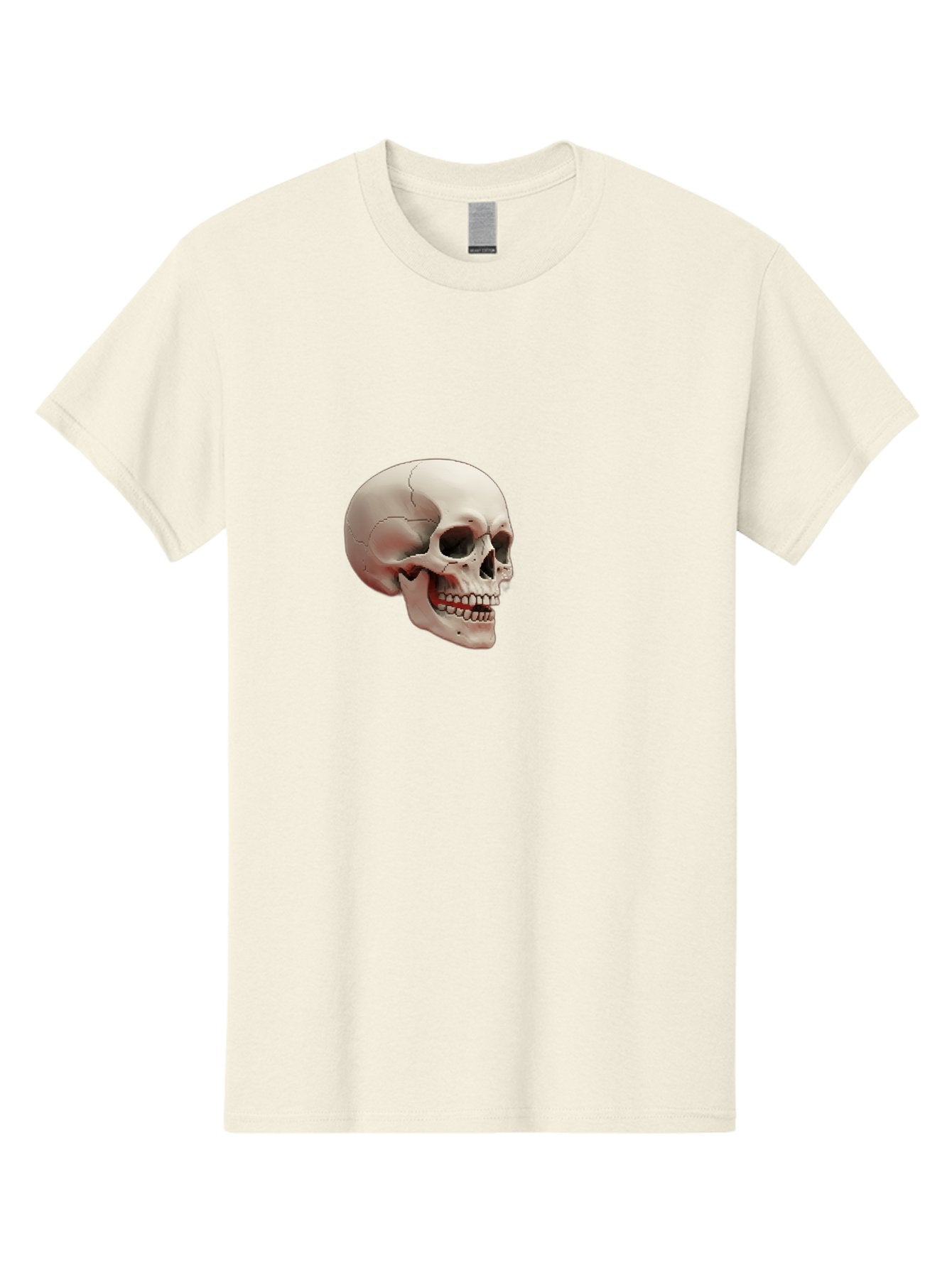 Human-Skull Men'S Graphic Tee, 100% Cotton, Comfortable Casual Summer Wear, Machine Washable, Human Skull, Skeletal Head, Anatomy, Bone Structure, Dental Anatomy, Forensic Science, Medical Education, Death Symbol, Gothic Art Bad205