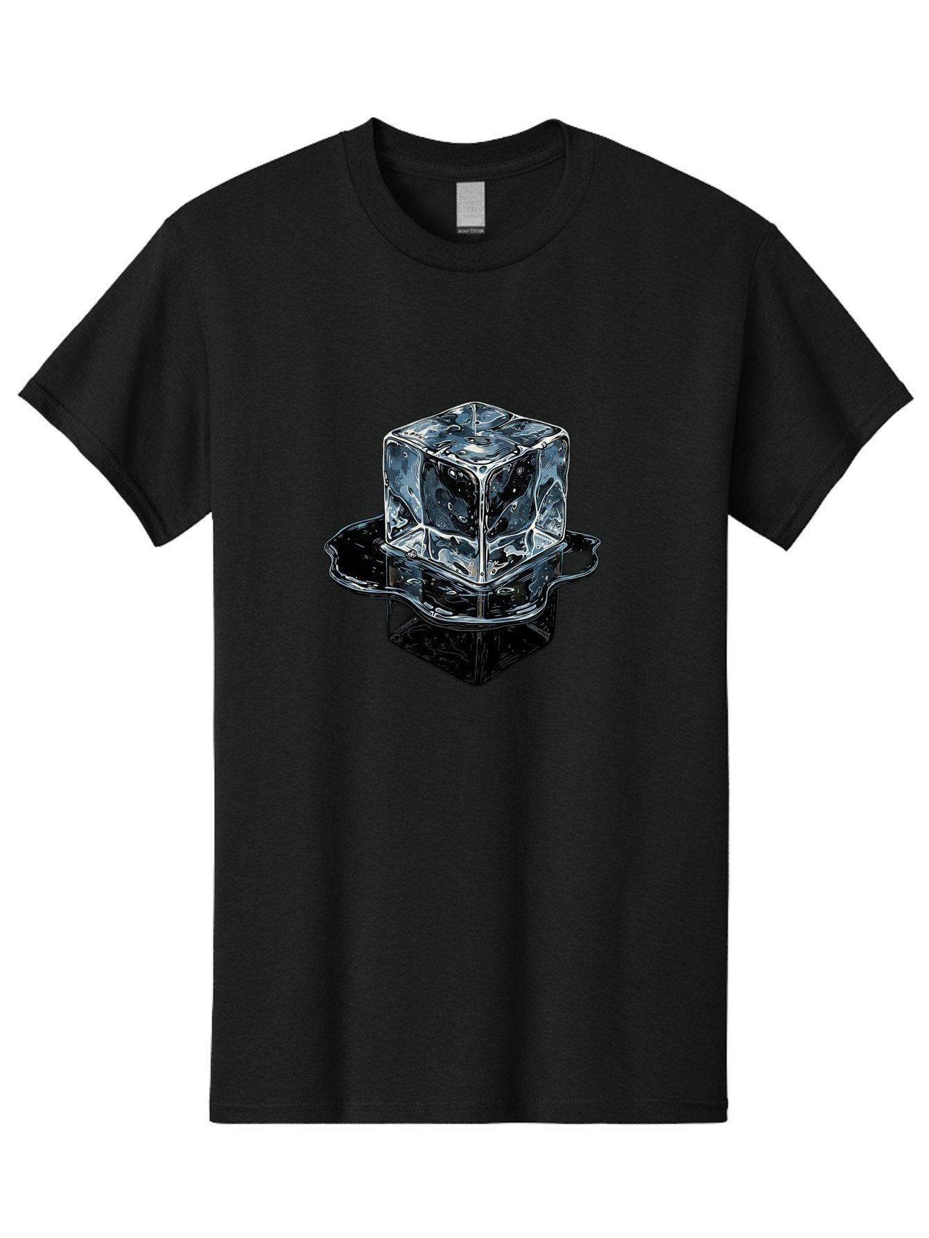 Ice-Cube Men'S Graphic Tee, 100% Cotton, Comfortable Casual Summer Wear, Machine Washable, Ice Cube, Transparent Ice, Water Droplets On Ice, Shiny Ice Cube, Reflective Surface, Cold Beverage, Modern Illustration, Ice On Black, Chilled Drink, Bad208 12