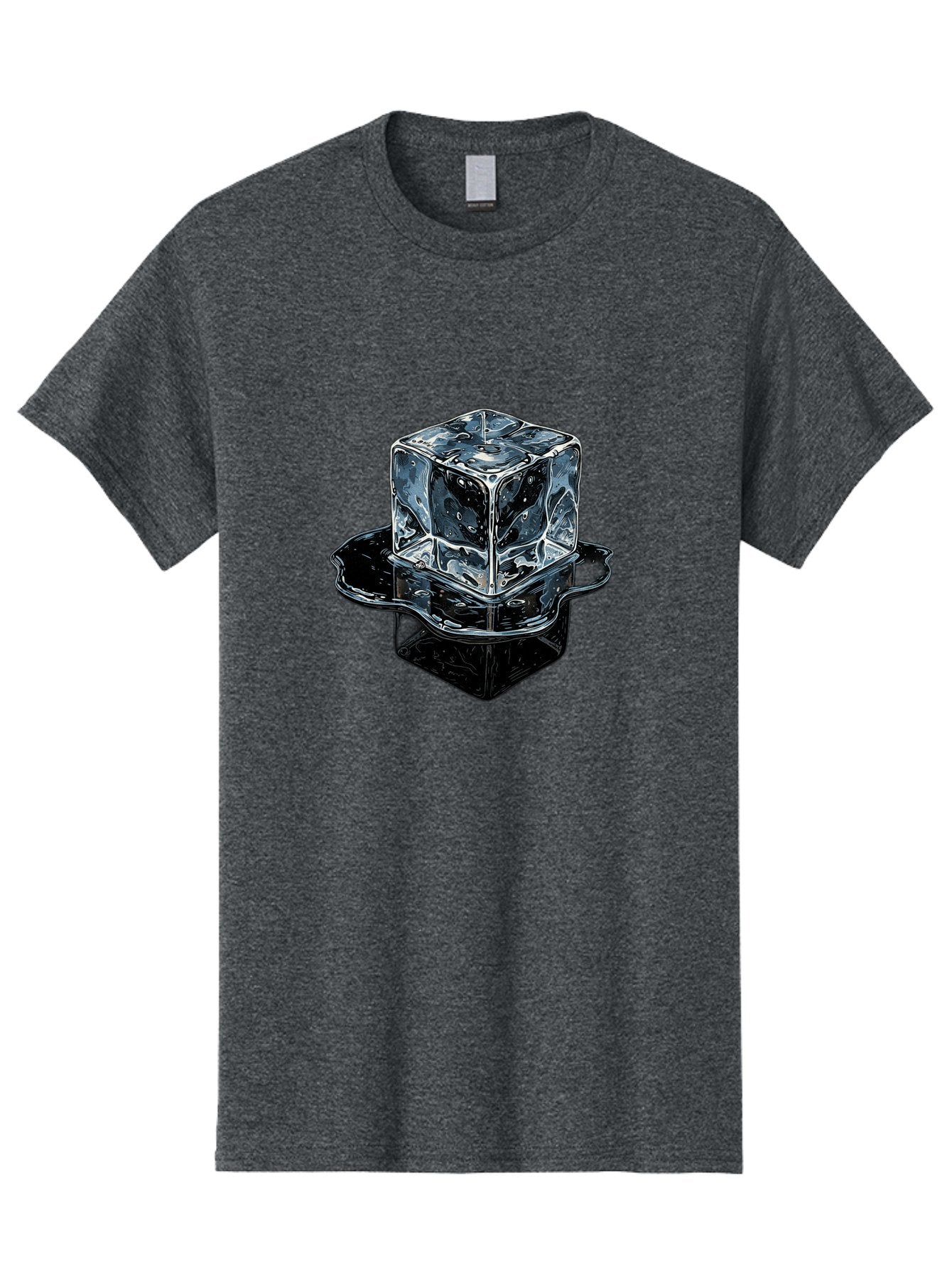 Ice-Cube Men'S Graphic Tee, 100% Cotton, Comfortable Casual Summer Wear, Machine Washable, Ice Cube, Transparent Ice, Water Droplets On Ice, Shiny Ice Cube, Reflective Surface, Cold Beverage, Modern Illustration, Ice On Black, Chilled Drink, Bad208 4