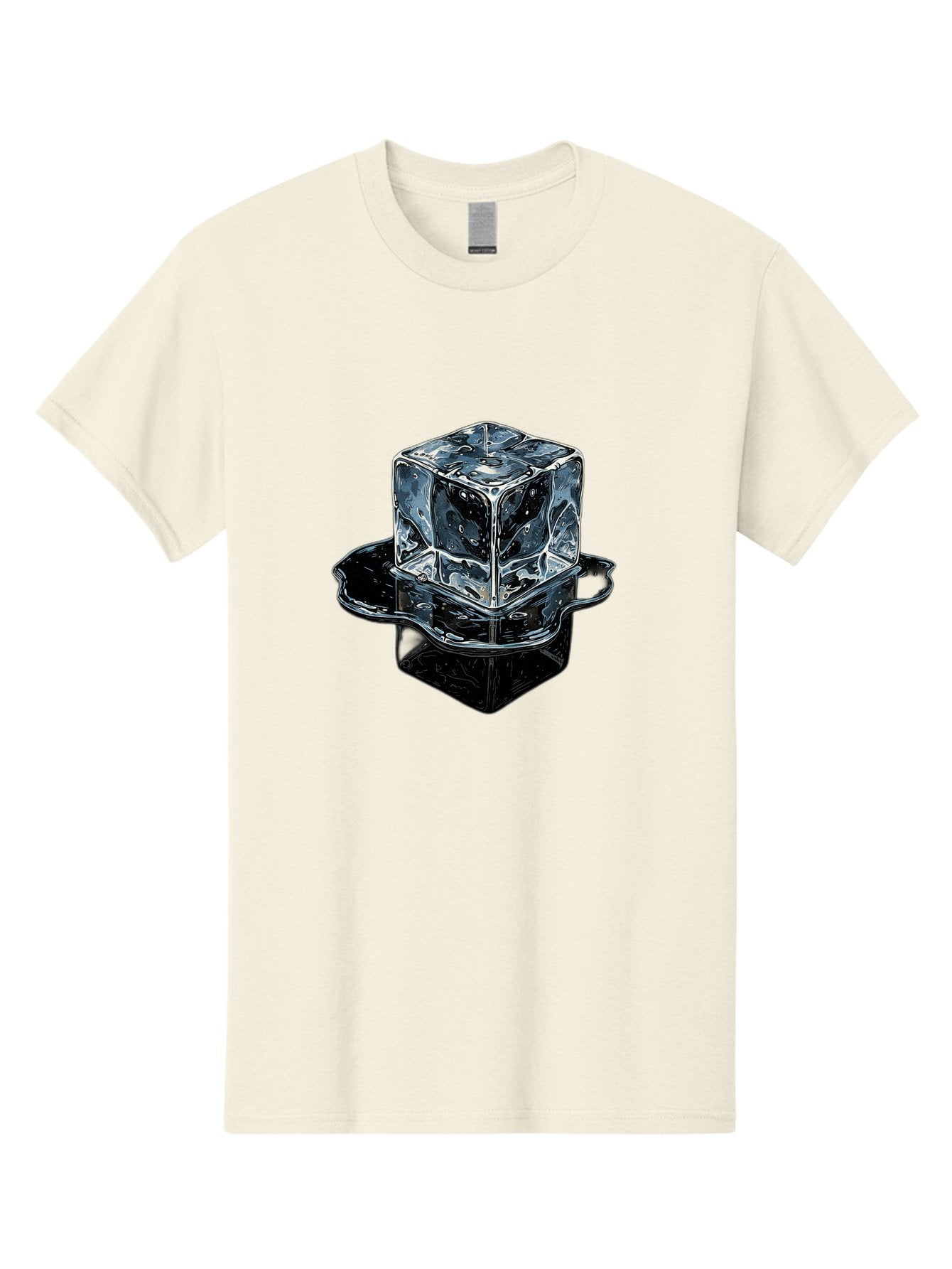 Ice-Cube Men'S Graphic Tee, 100% Cotton, Comfortable Casual Summer Wear, Machine Washable, Ice Cube, Transparent Ice, Water Droplets On Ice, Shiny Ice Cube, Reflective Surface, Cold Beverage, Modern Illustration, Ice On Black, Chilled Drink, Bad208