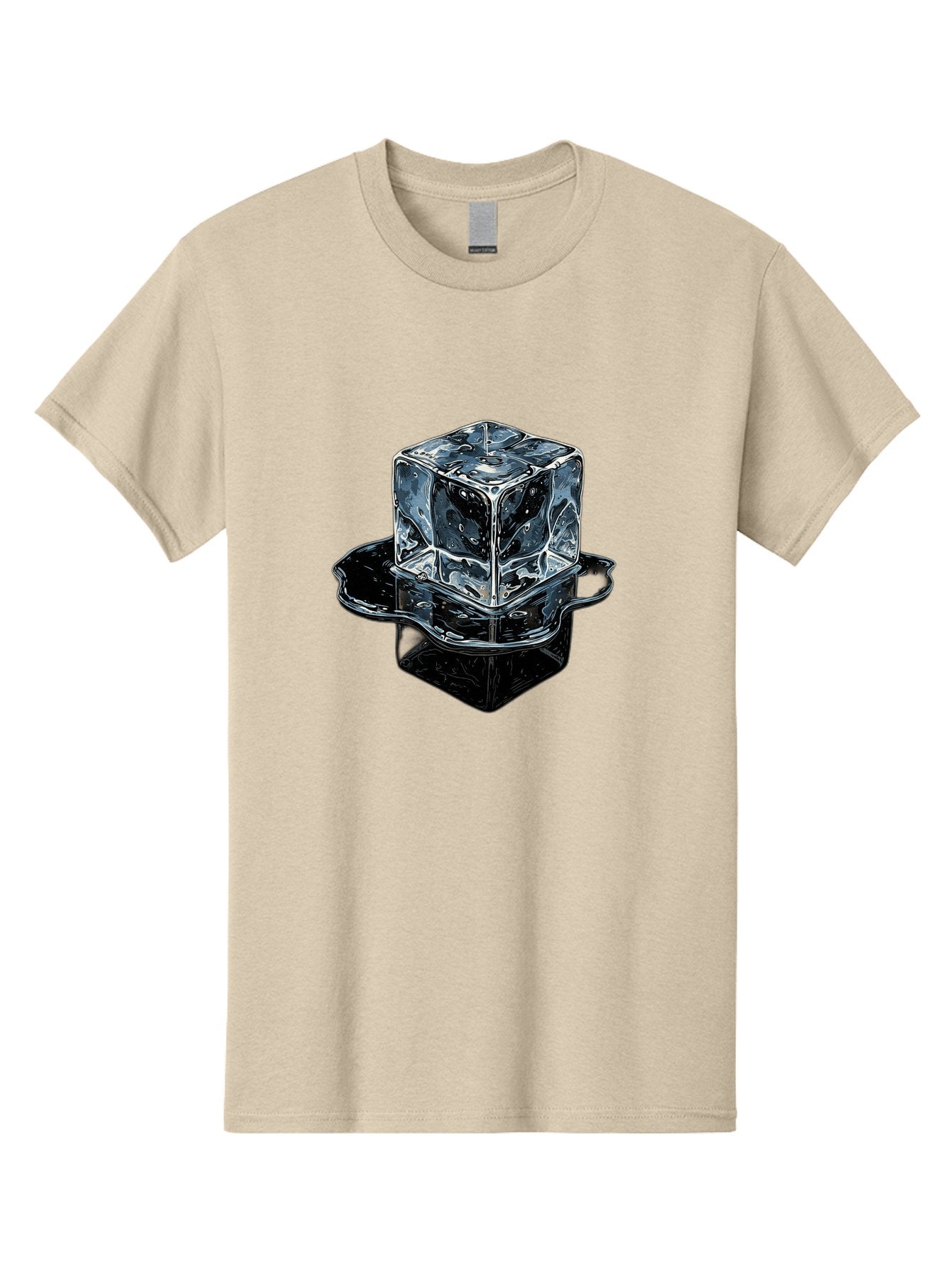Ice-Cube Men'S Graphic Tee, 100% Cotton, Comfortable Casual Summer Wear, Machine Washable, Ice Cube, Transparent Ice, Water Droplets On Ice, Shiny Ice Cube, Reflective Surface, Cold Beverage, Modern Illustration, Ice On Black, Chilled Drink, Bad208 3