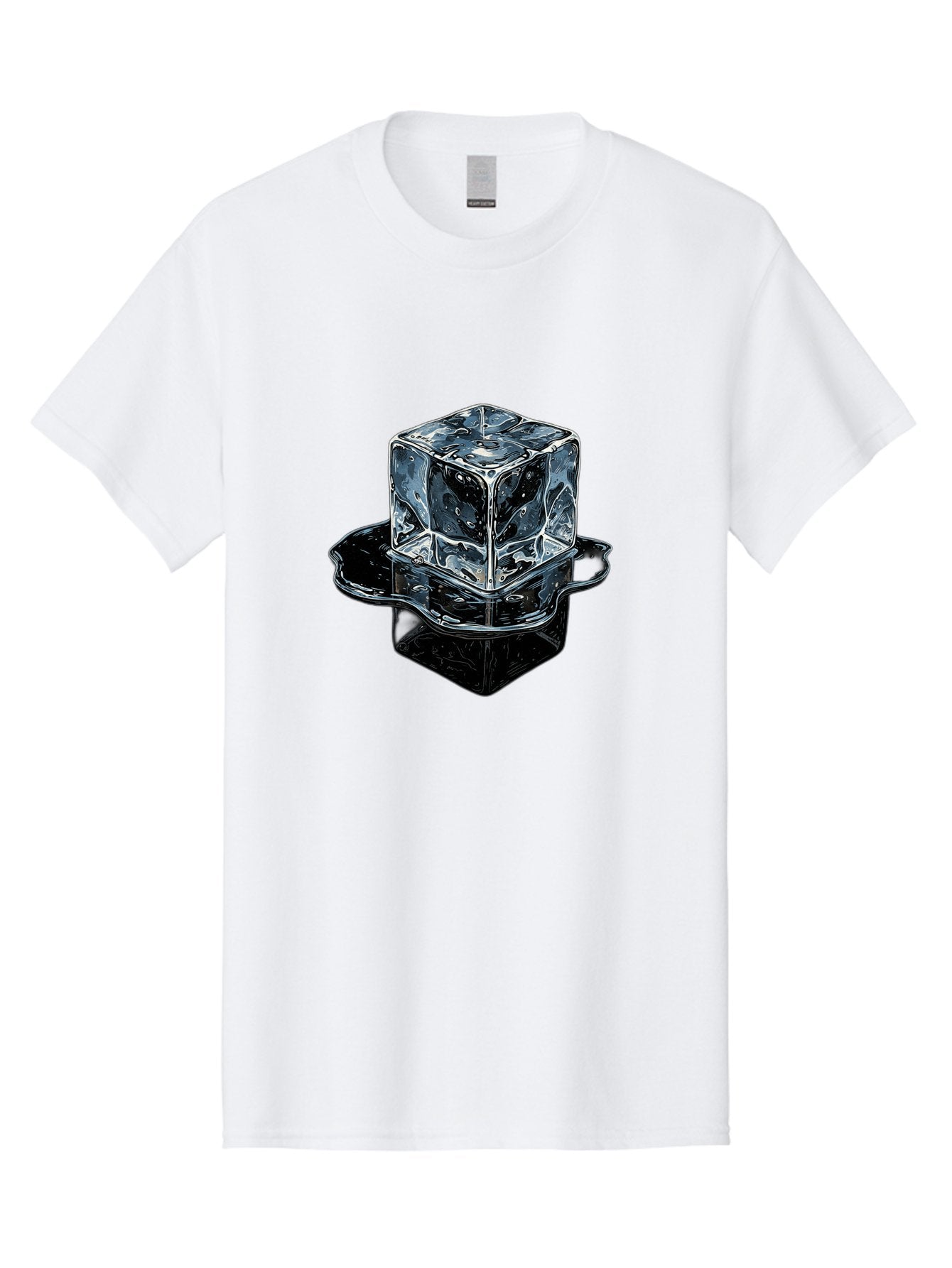 Ice-Cube Men'S Graphic Tee, 100% Cotton, Comfortable Casual Summer Wear, Machine Washable, Ice Cube, Transparent Ice, Water Droplets On Ice, Shiny Ice Cube, Reflective Surface, Cold Beverage, Modern Illustration, Ice On Black, Chilled Drink, Bad208 5