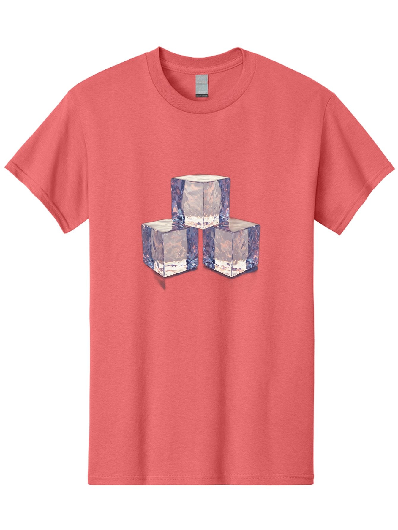 Ice-Cubes-1 Men'S Graphic Tee, 100% Cotton, Comfortable Casual Summer Wear, Machine Washable, Ice Cubes, Frozen Cubes, Clear Ice, Chilled Beverages, Refreshing Drinks, Cold Temperatures, Crystal Clear Bad209 5