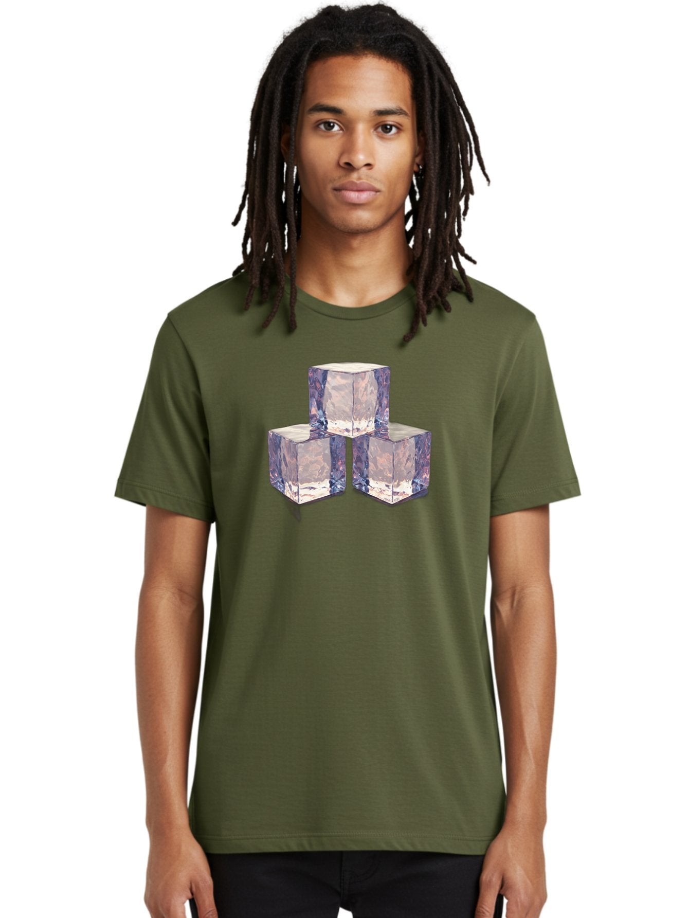 Ice-Cubes-1 Men'S Graphic Tee, 100% Cotton, Comfortable Casual Summer Wear, Machine Washable, Ice Cubes, Frozen Cubes, Clear Ice, Chilled Beverages, Refreshing Drinks, Cold Temperatures, Crystal Clear Bad209 27