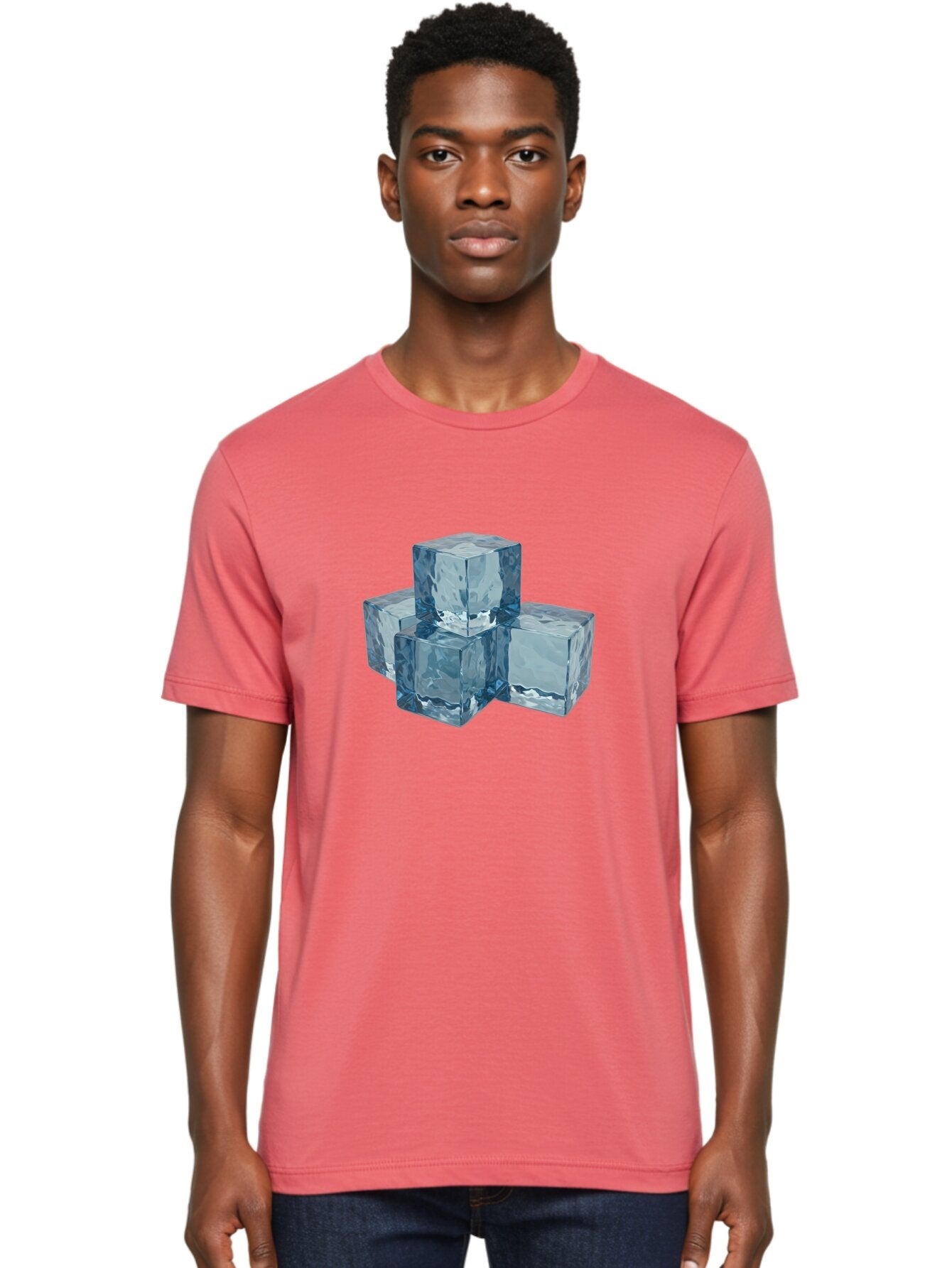 Ice-Cubes Men'S Graphic Tee, 100% Cotton, Comfortable Casual Summer Wear, Machine Washable, Ice Cubes, Frozen Cubes, Transparent Ice, Cube Stack, Cold Beverage, Refreshing Drink, Chilled Cubes, Clear Ice, Icy Texture, Stacked Ice Bad210 23