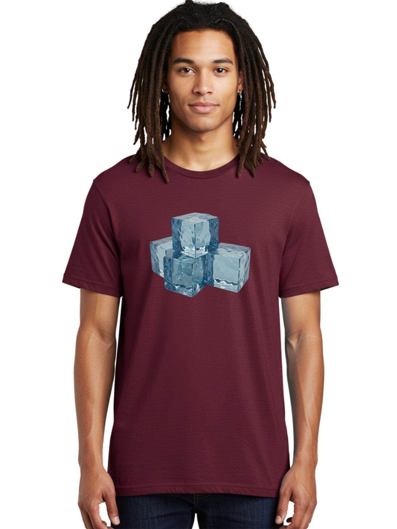 Ice-Cubes Men'S Graphic Tee, 100% Cotton, Comfortable Casual Summer Wear, Machine Washable, Ice Cubes, Frozen Cubes, Transparent Ice, Cube Stack, Cold Beverage, Refreshing Drink, Chilled Cubes, Clear Ice, Icy Texture, Stacked Ice Bad210 25