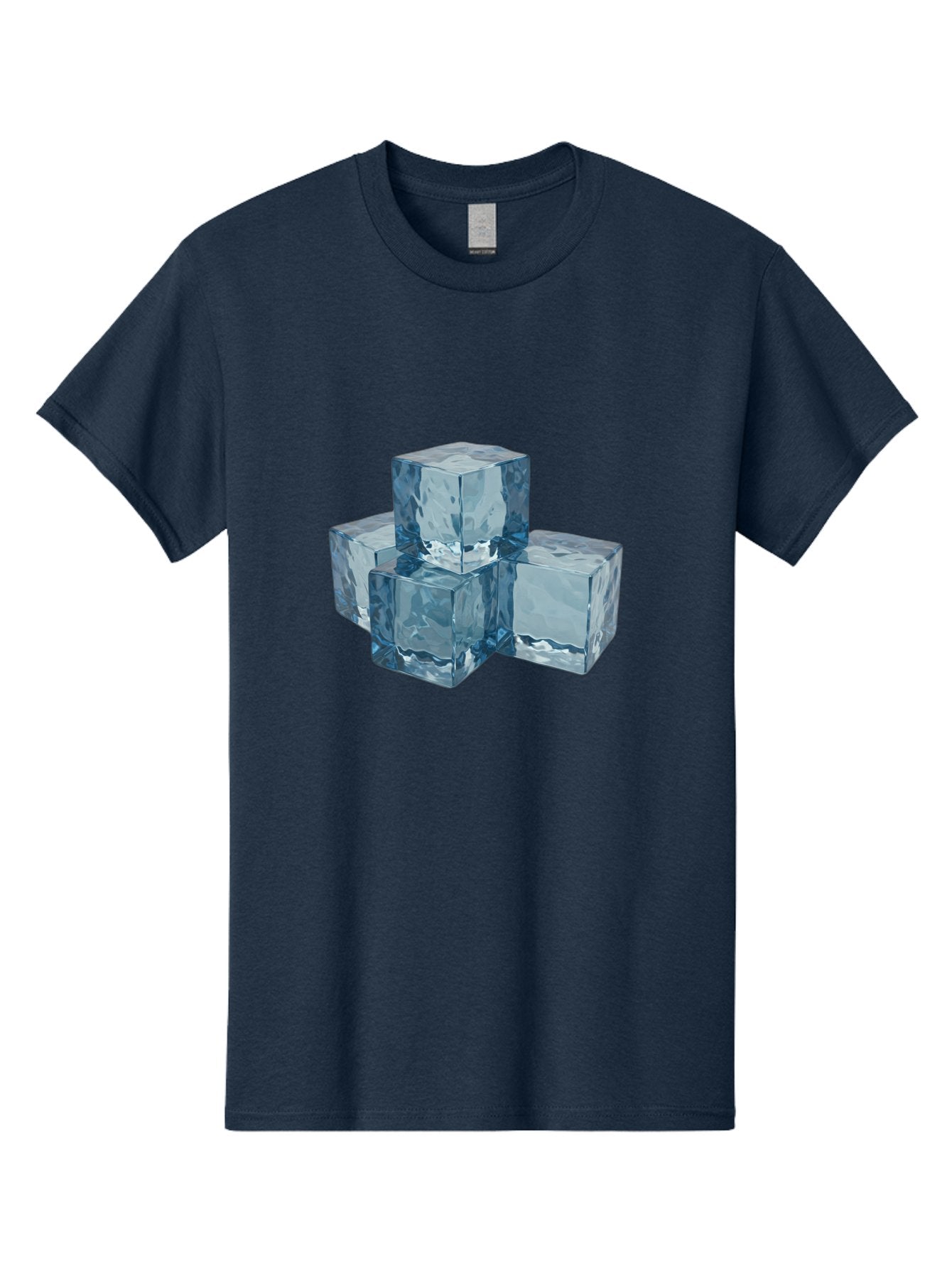 Ice-Cubes Men'S Graphic Tee, 100% Cotton, Comfortable Casual Summer Wear, Machine Washable, Ice Cubes, Frozen Cubes, Transparent Ice, Cube Stack, Cold Beverage, Refreshing Drink, Chilled Cubes, Clear Ice, Icy Texture, Stacked Ice Bad210 11