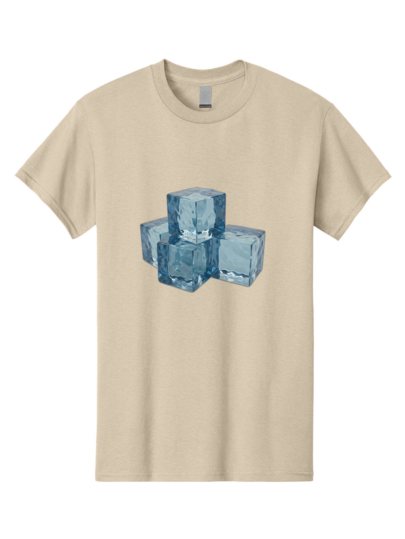 Ice-Cubes Men'S Graphic Tee, 100% Cotton, Comfortable Casual Summer Wear, Machine Washable, Ice Cubes, Frozen Cubes, Transparent Ice, Cube Stack, Cold Beverage, Refreshing Drink, Chilled Cubes, Clear Ice, Icy Texture, Stacked Ice Bad210 4