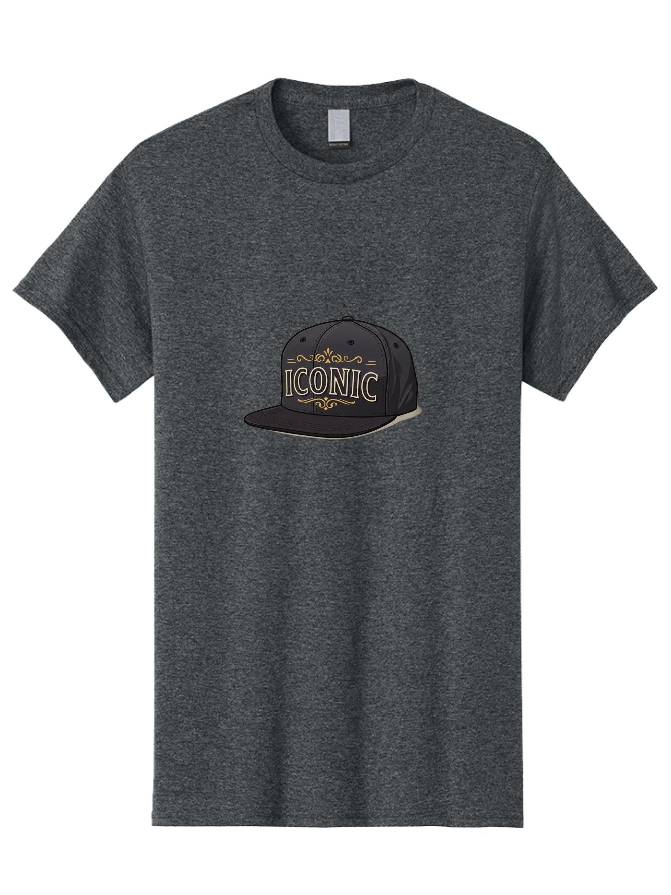 Iconic-Snapback-Hat Men'S Graphic Tee, 100% Cotton, Comfortable Casual Summer Wear, Machine Washable, Baseball Cap, Black Hat, Iconic Logo, Fashion Accessory, Trendy Headwear, Streetwear Style, Casual Wear, Hat Design, Gold Accents, Bad211 8