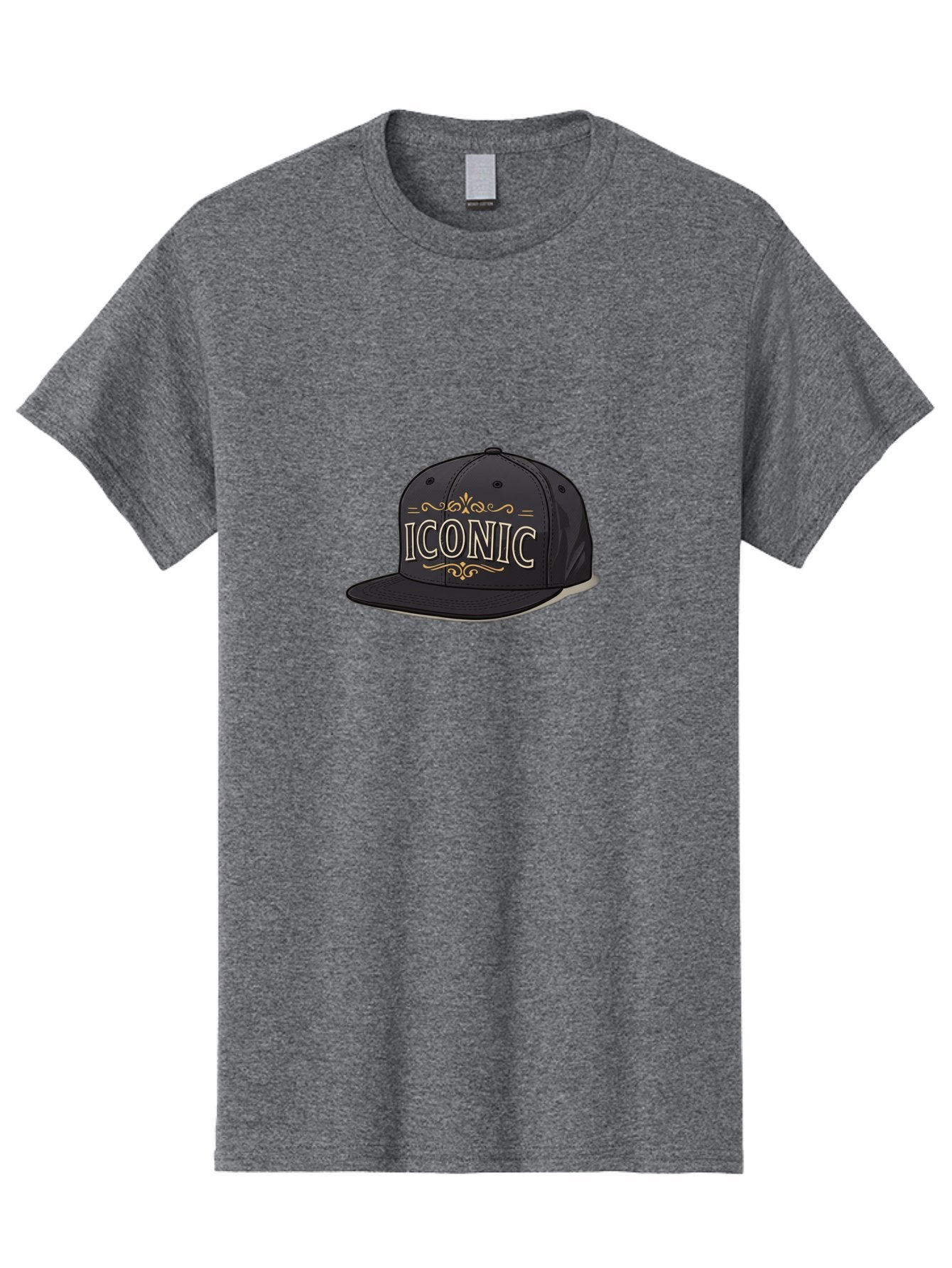 Iconic-Snapback-Hat Men'S Graphic Tee, 100% Cotton, Comfortable Casual Summer Wear, Machine Washable, Baseball Cap, Black Hat, Iconic Logo, Fashion Accessory, Trendy Headwear, Streetwear Style, Casual Wear, Hat Design, Gold Accents, Bad211 12