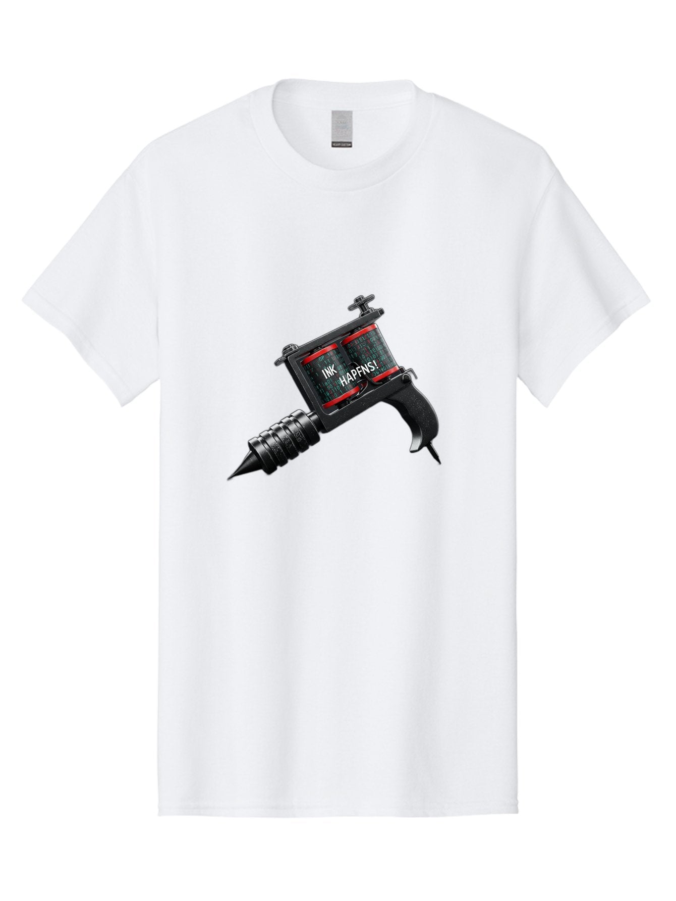 Ink-Hapns Men'S Graphic Tee, 100% Cotton, Comfortable Casual Summer Wear, Machine Washable, Tattoo Machine, Ink Happens!, Black And Red Design, Tattoo Equipment, Body Art, Tattoo Culture, Ink, Artistic Expression Bad214 14