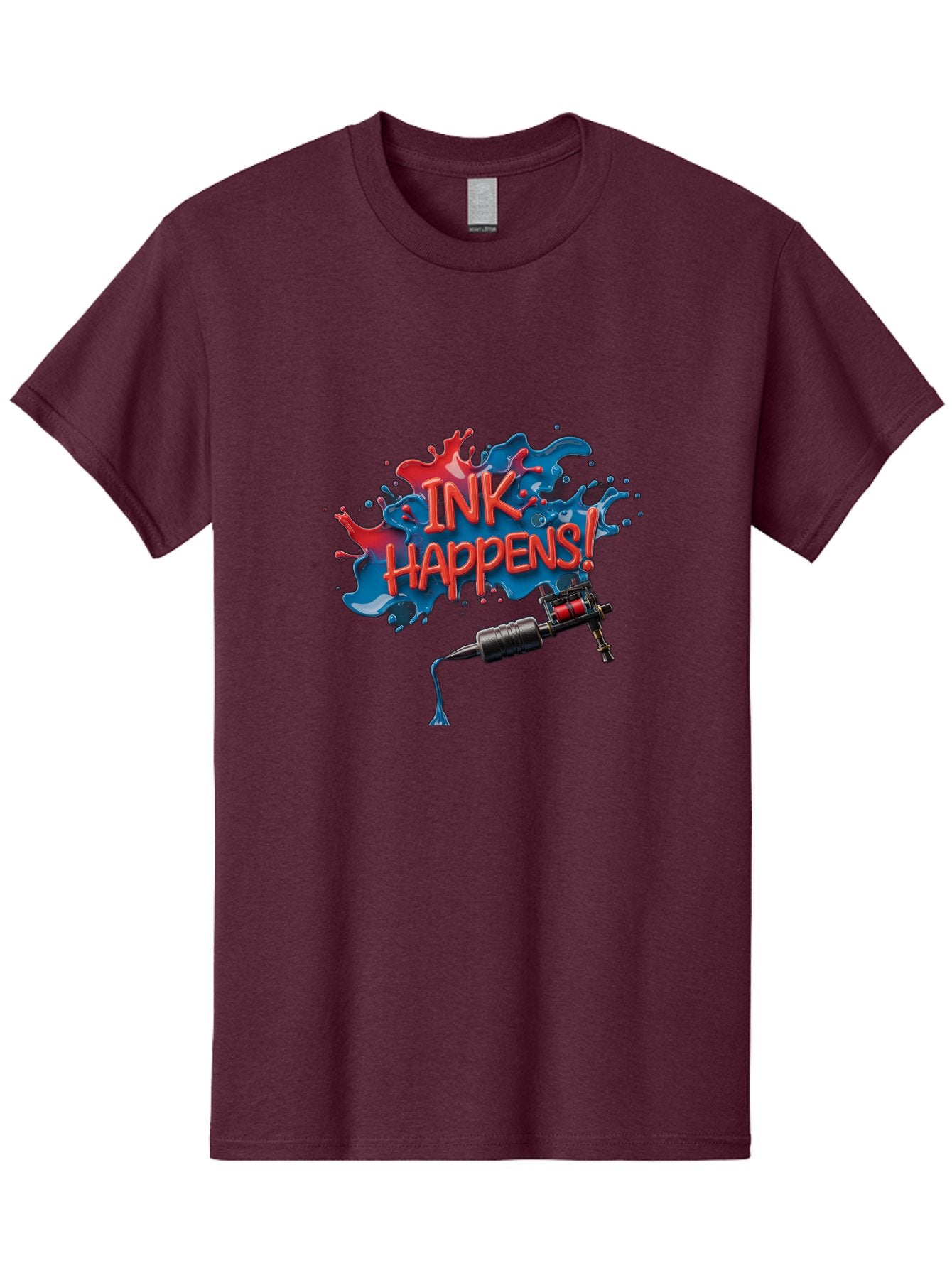 Ink-Happens Men'S Graphic Tee, 100% Cotton, Comfortable Casual Summer Wear, Machine Washable, Tattoo Machine, Ink Splatter, Vibrant Colors, Bold Typography, Tattoo Art, Body Art, Creative Expression, Ink Happens! Bad217 15
