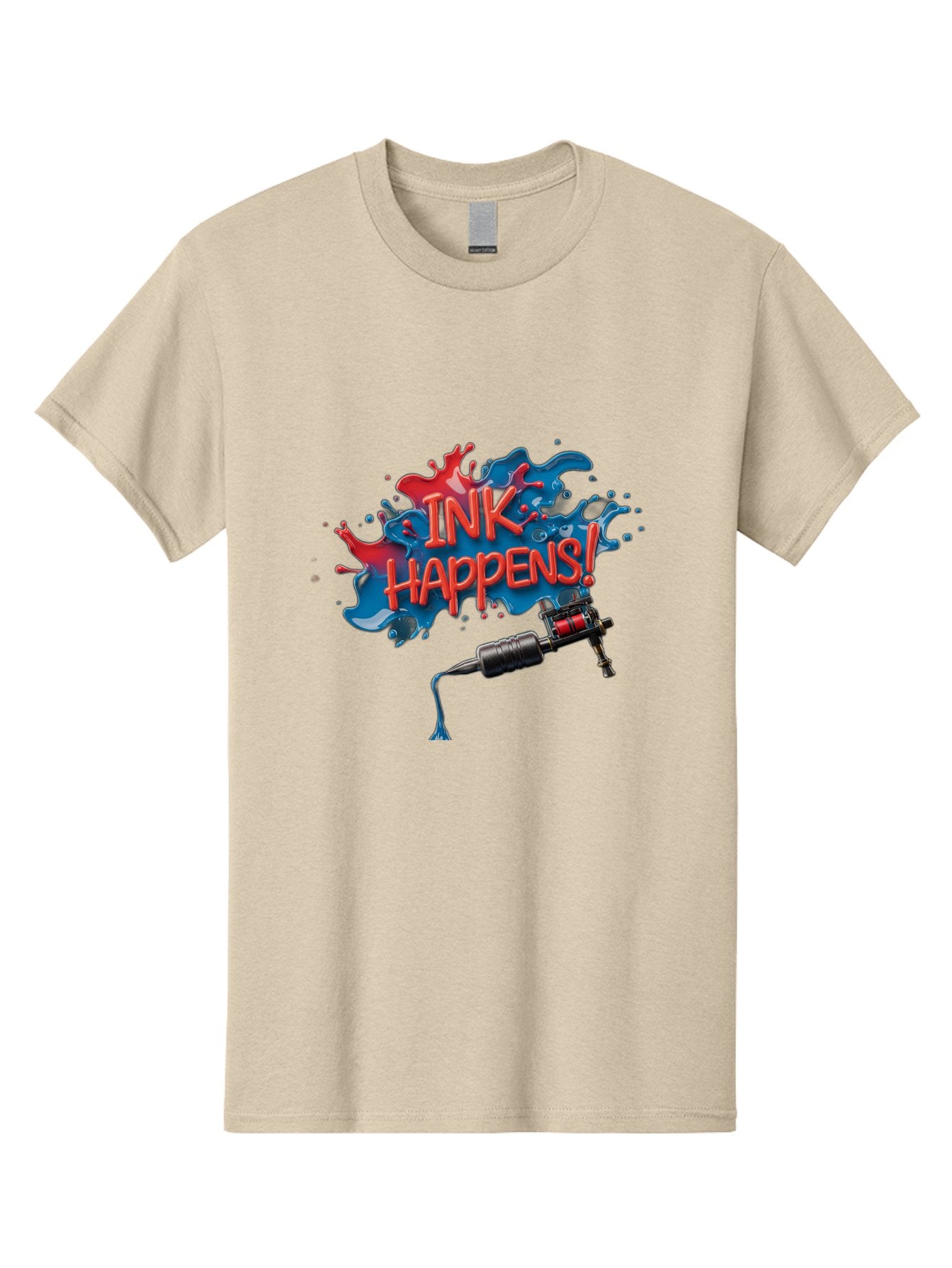 Ink-Happens Men'S Graphic Tee, 100% Cotton, Comfortable Casual Summer Wear, Machine Washable, Tattoo Machine, Ink Splatter, Vibrant Colors, Bold Typography, Tattoo Art, Body Art, Creative Expression, Ink Happens! Bad217 5