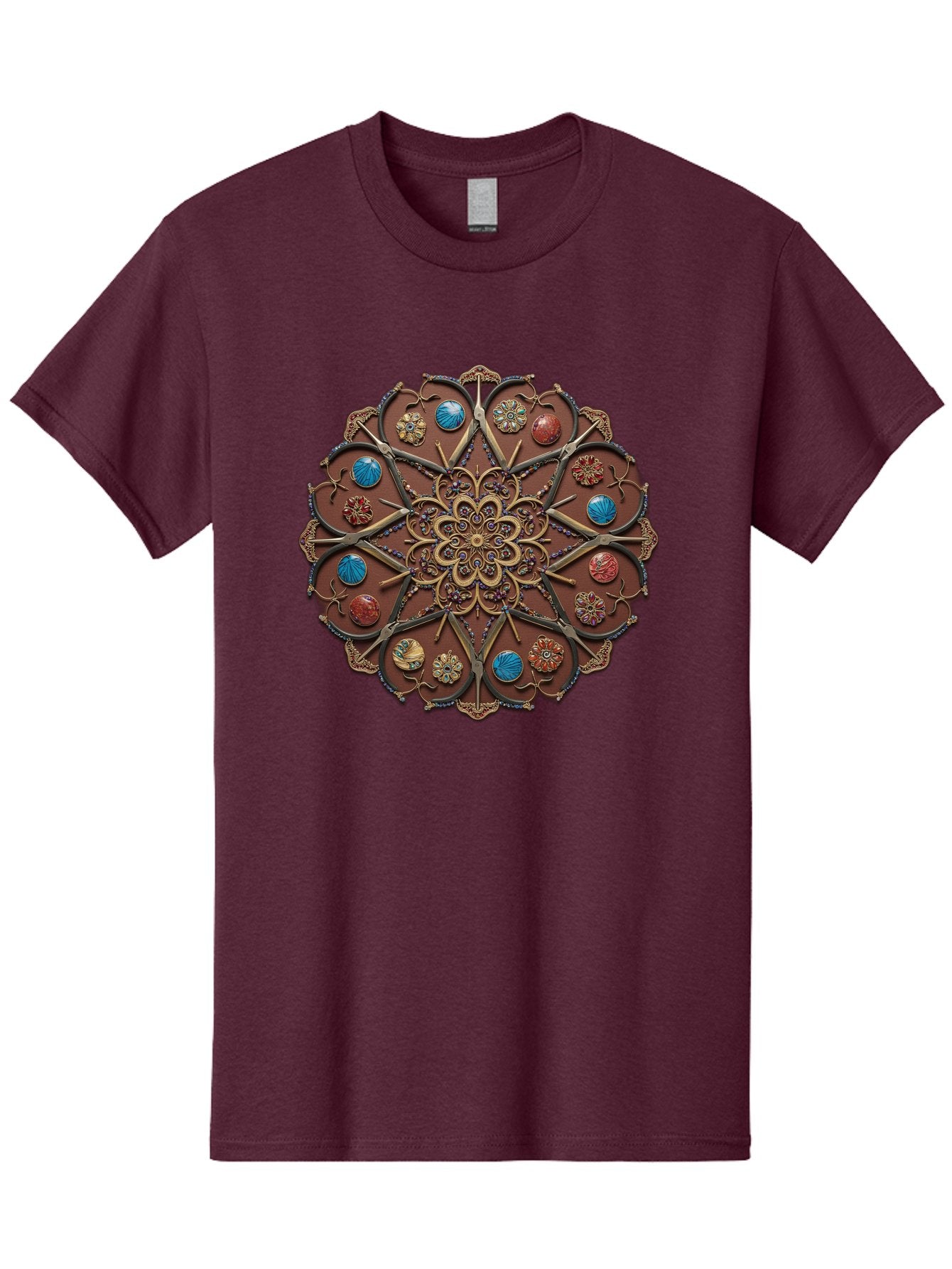 Intricate-Design Men'S Graphic Tee, 100% Cotton, Comfortable Casual Summer Wear, Machine Washable, Mandala Artwork, Intricate Patterns, Ornate Details, Floral Motifs, Symmetry, Decorative Art, Cultural Heritage, Colorful Design, Detailed Work, Bad218 12