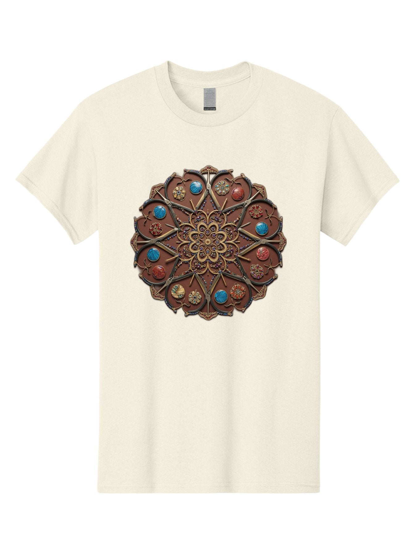 Intricate-Design Men'S Graphic Tee, 100% Cotton, Comfortable Casual Summer Wear, Machine Washable, Mandala Artwork, Intricate Patterns, Ornate Details, Floral Motifs, Symmetry, Decorative Art, Cultural Heritage, Colorful Design, Detailed Work, Bad218 11