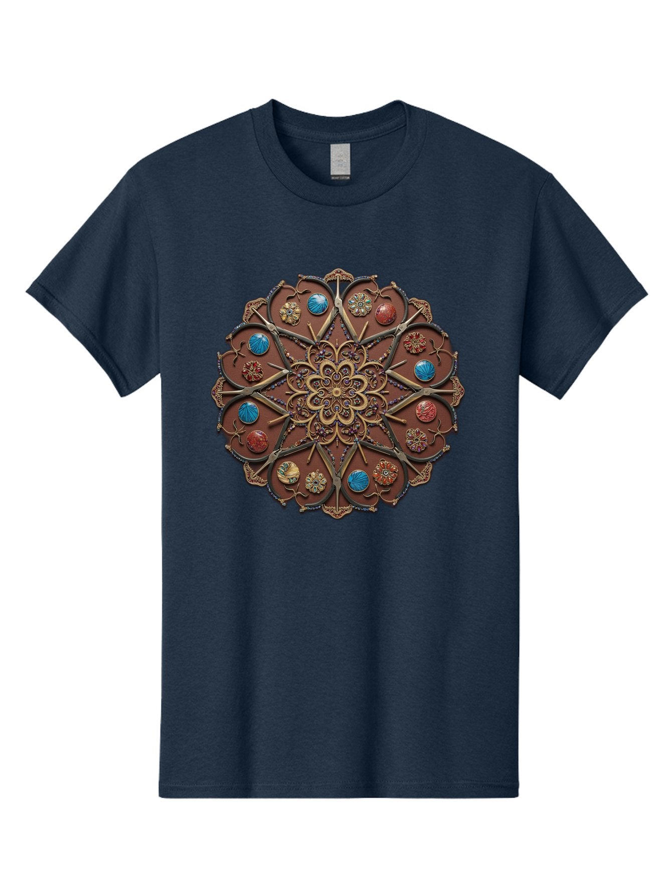 Intricate-Design Men'S Graphic Tee, 100% Cotton, Comfortable Casual Summer Wear, Machine Washable, Mandala Artwork, Intricate Patterns, Ornate Details, Floral Motifs, Symmetry, Decorative Art, Cultural Heritage, Colorful Design, Detailed Work, Bad218 9