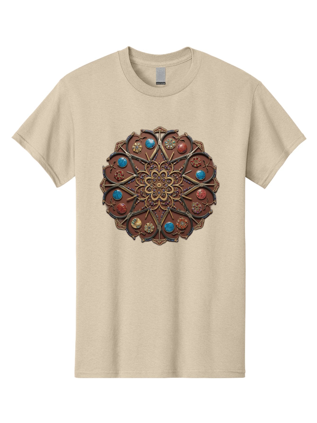 Intricate-Design Men'S Graphic Tee, 100% Cotton, Comfortable Casual Summer Wear, Machine Washable, Mandala Artwork, Intricate Patterns, Ornate Details, Floral Motifs, Symmetry, Decorative Art, Cultural Heritage, Colorful Design, Detailed Work, Bad218 10