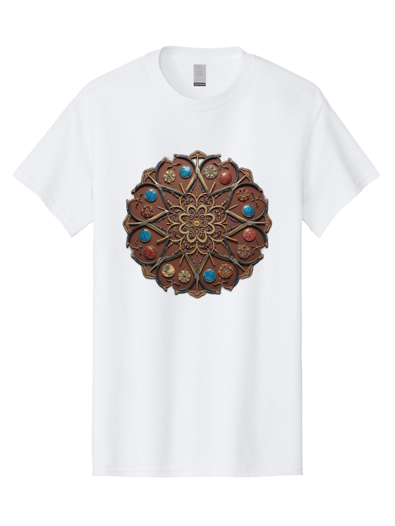 Intricate-Design Men'S Graphic Tee, 100% Cotton, Comfortable Casual Summer Wear, Machine Washable, Mandala Artwork, Intricate Patterns, Ornate Details, Floral Motifs, Symmetry, Decorative Art, Cultural Heritage, Colorful Design, Detailed Work, Bad218 13