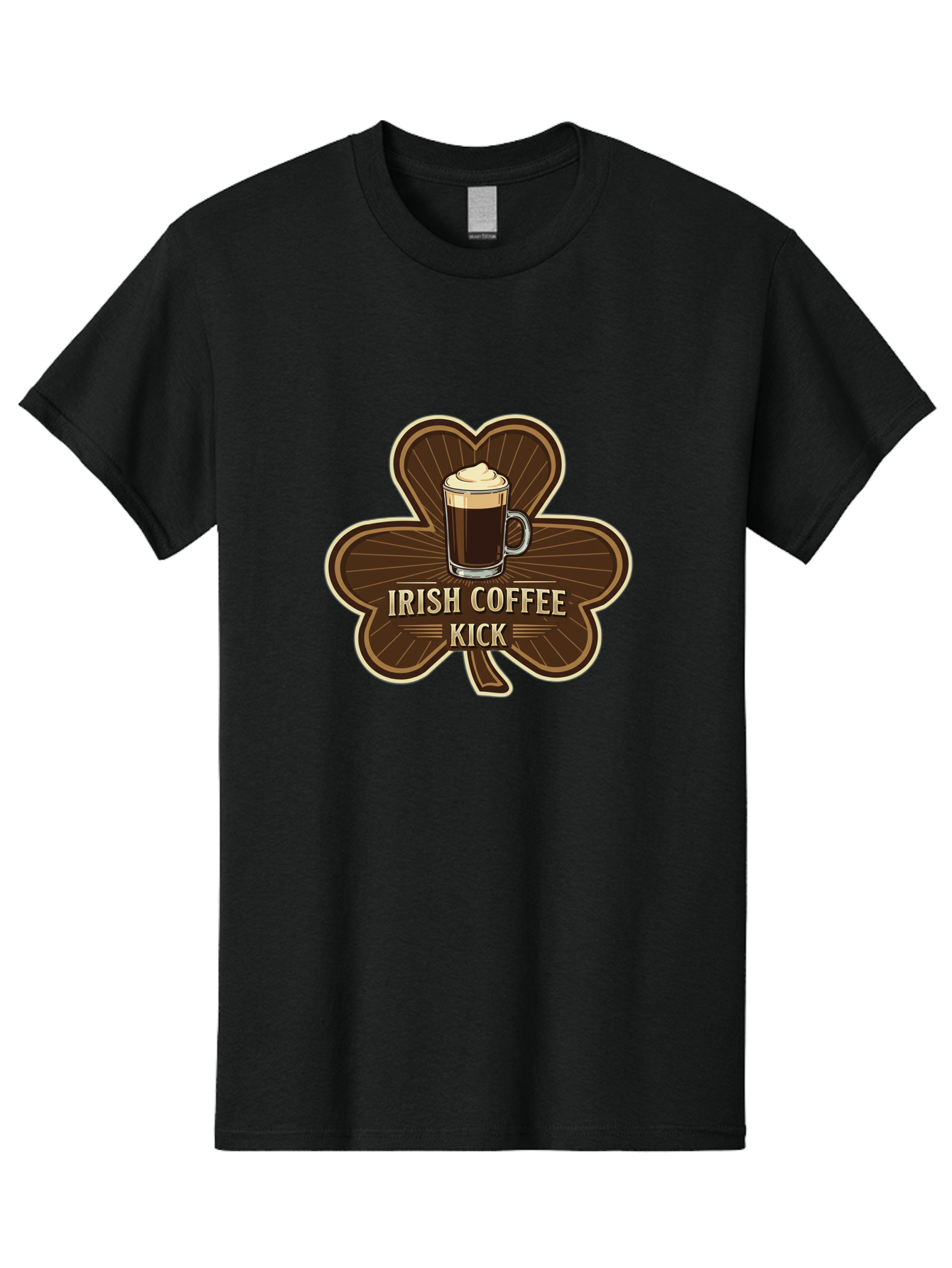 Irish-Coffee-Kick Men'S Graphic Tee, 100% Cotton, Comfortable Casual Summer Wear, Machine Washable, Irish Coffee, Coffee Kick, Coffee With Whipped Cream, Brown Cloverleaf, Energizing Beverage, Irish Heritage, Coffee Culture, Warm Drink, Bad220 5